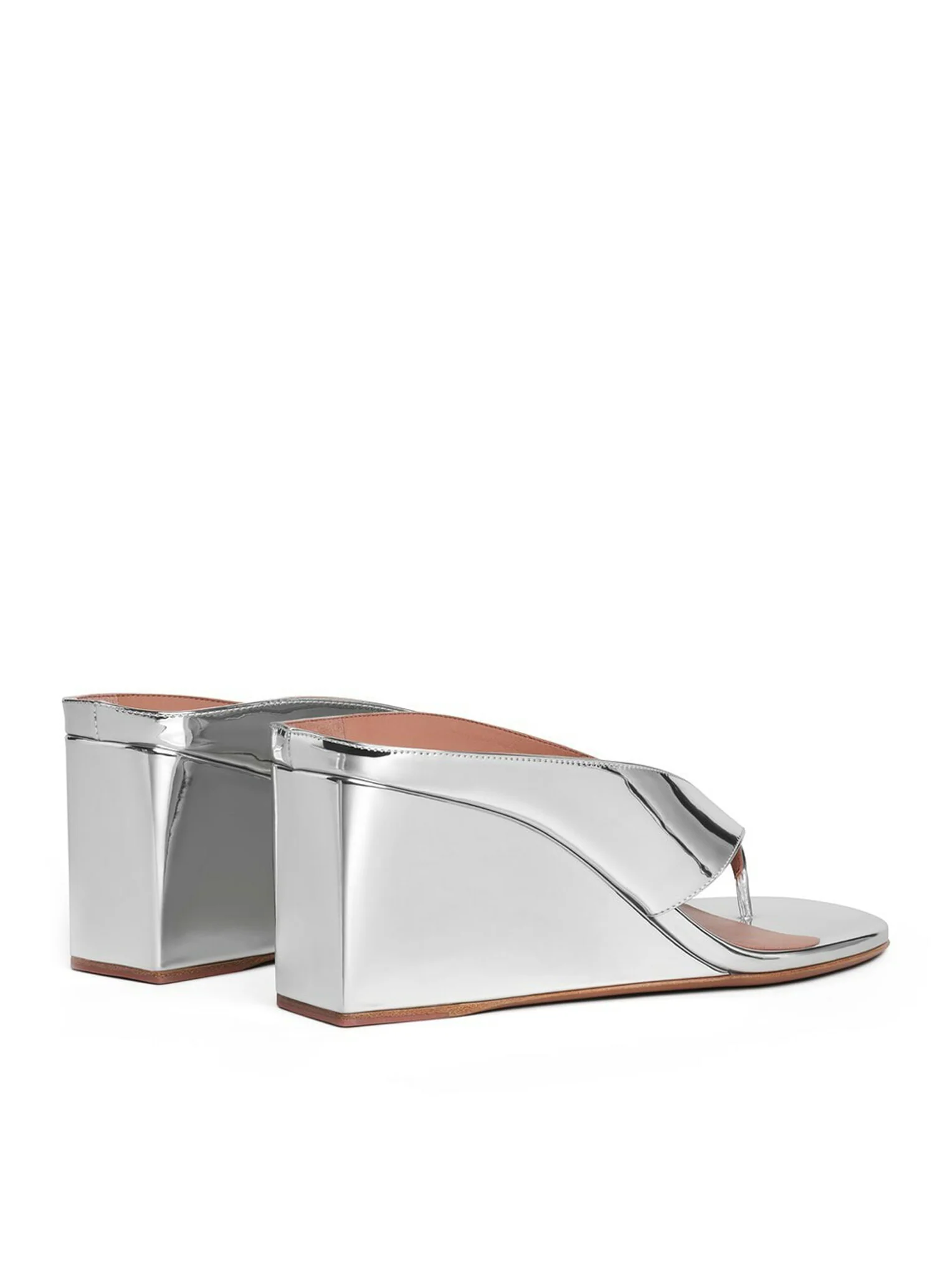 CUBE FLIP-FLOPS IN SHINY LEATHER WITH A MIRROR EFFECT - Image 3