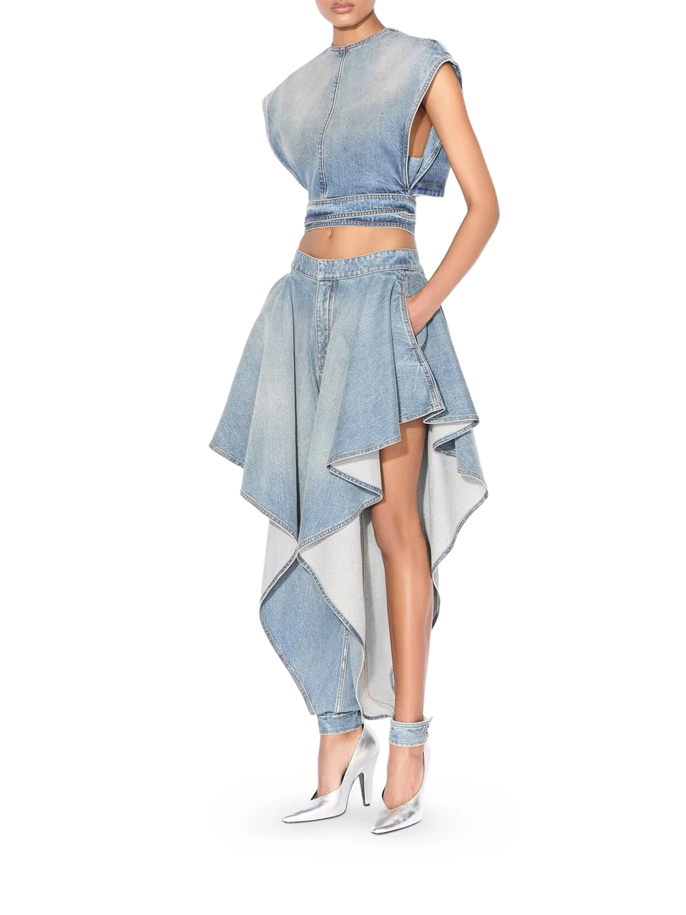 DENIM TOP WITH BELT - Image 2