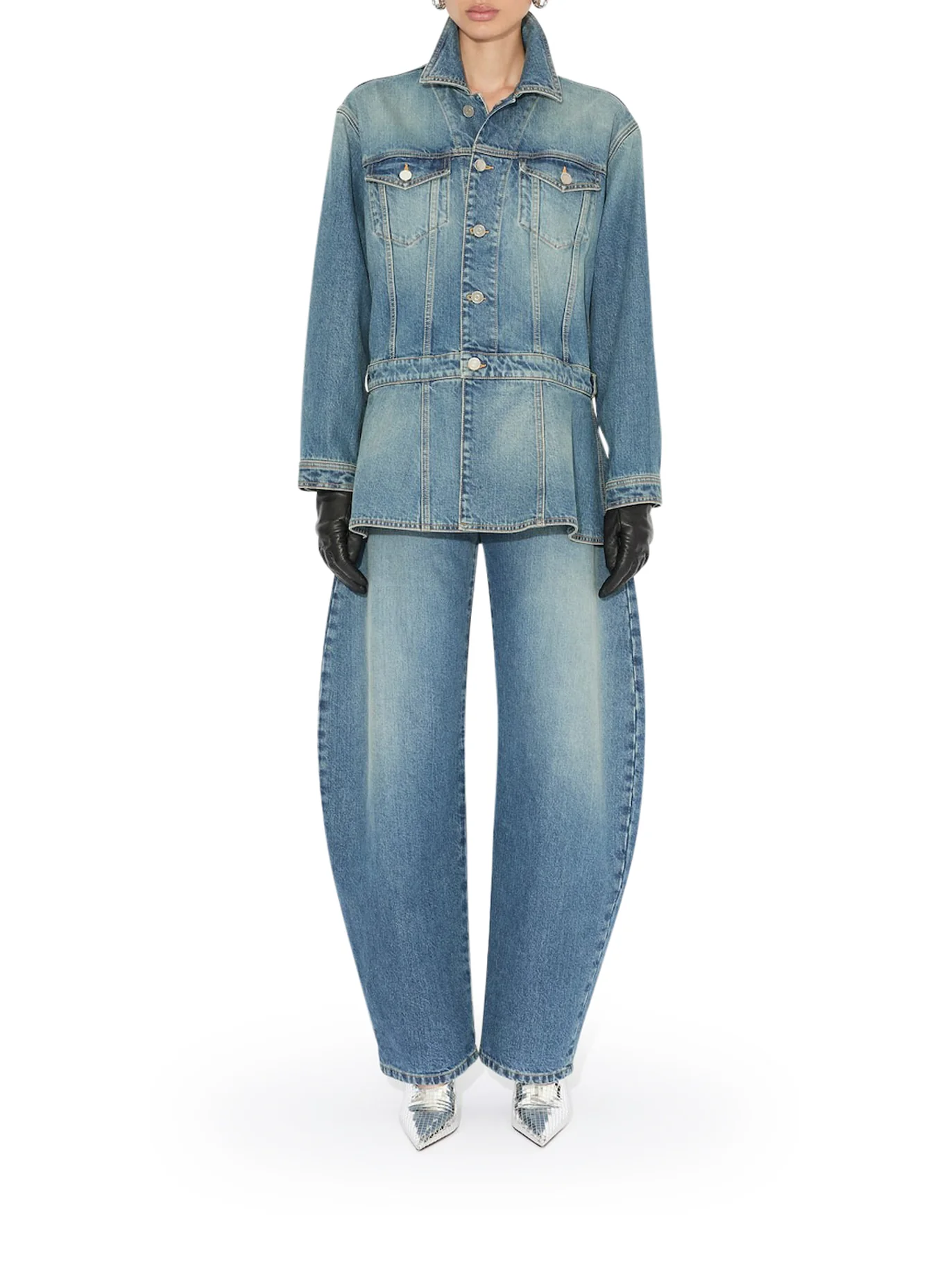 ROUND JEANS IN DÉLAVÉ DENIM - Image 2