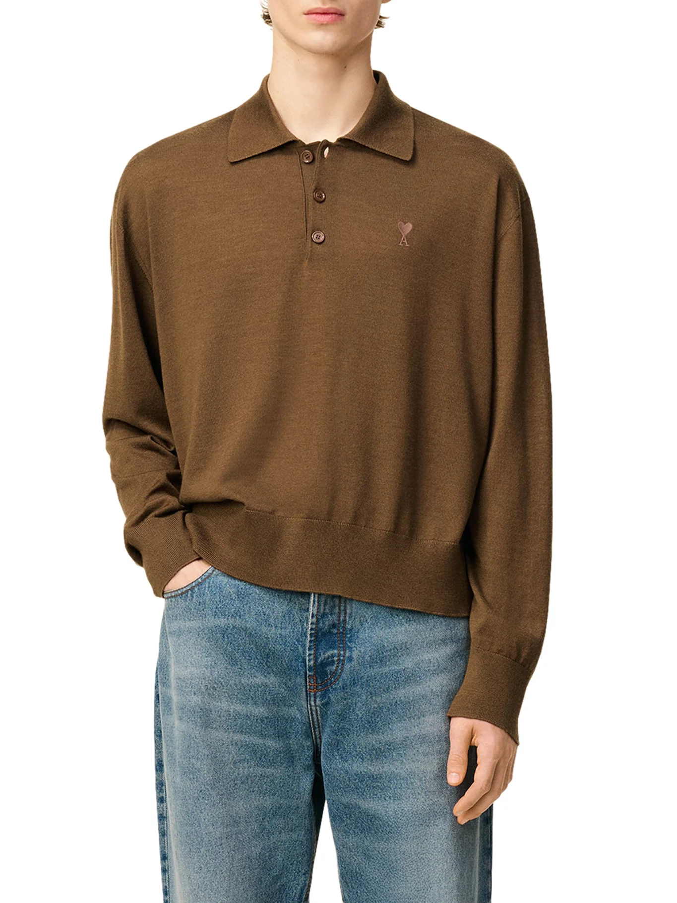 AMI DE COEUR POLO IN EXTRAFINE WOOL AND SILK - Image 2