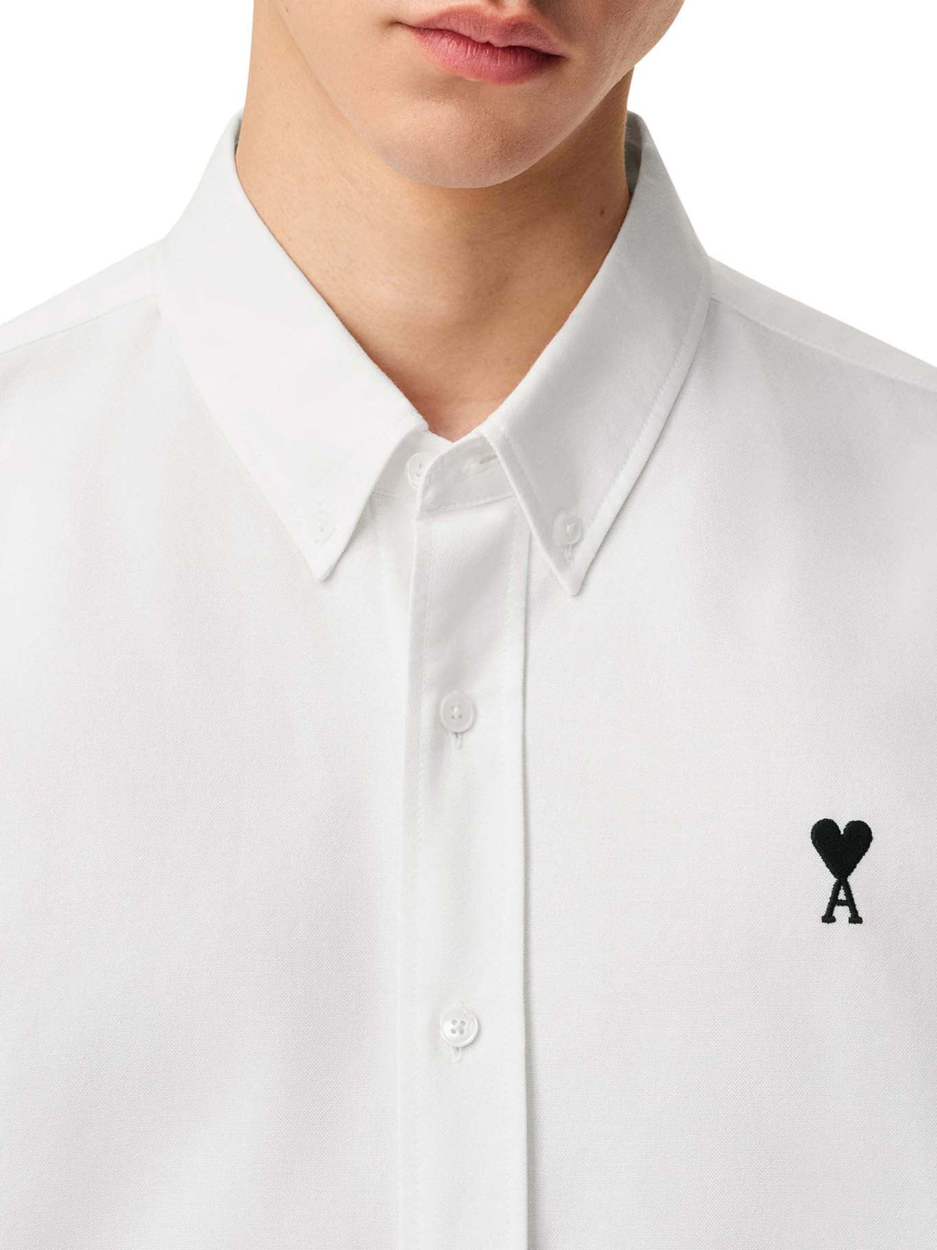 WHITE COTTON SHIRT WITH AMI DE COEUR LOGO - Image 5