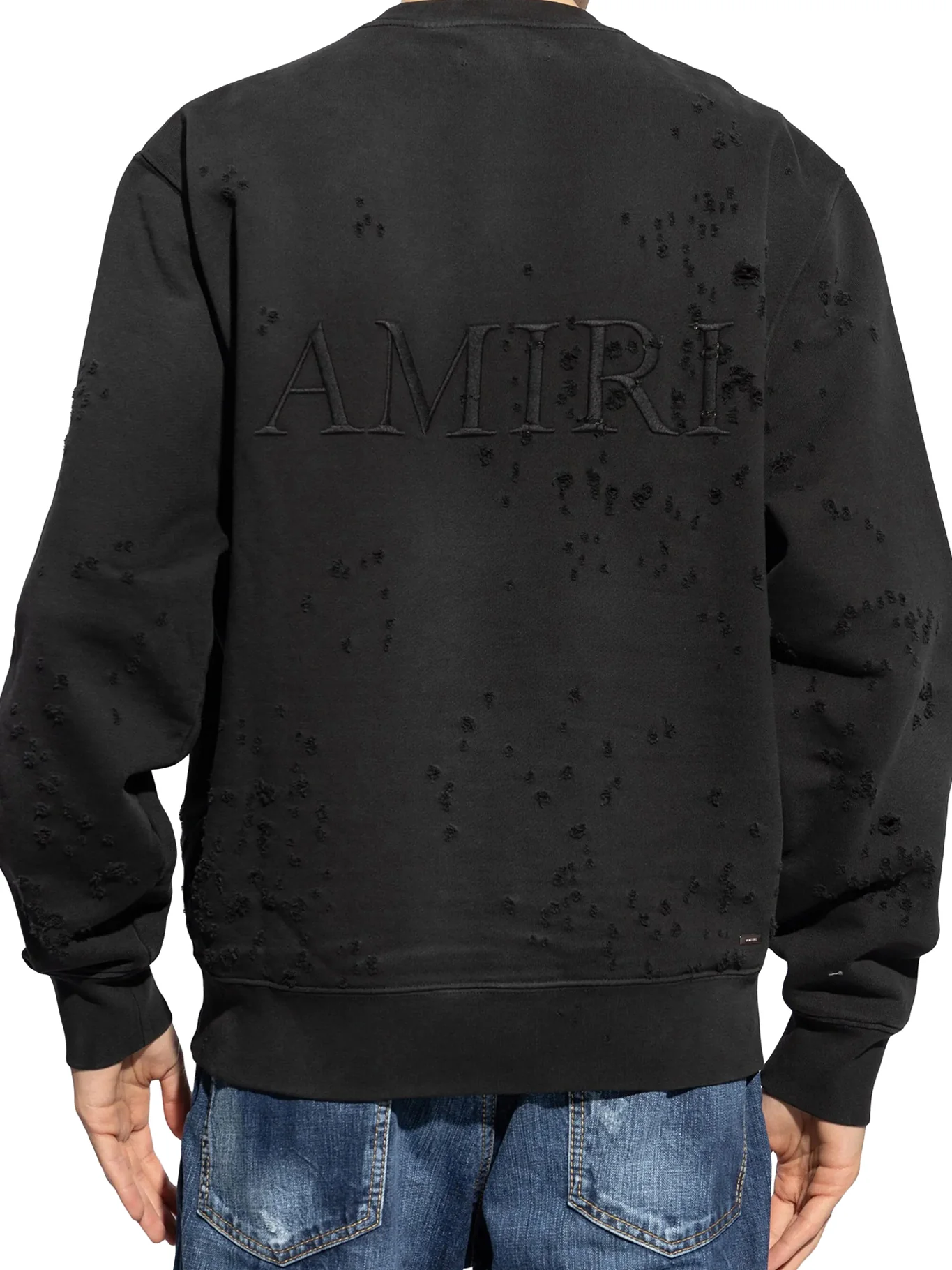 CREW NECK SWEATSHIRT WITH DESTROYED EFFECT - Image 4