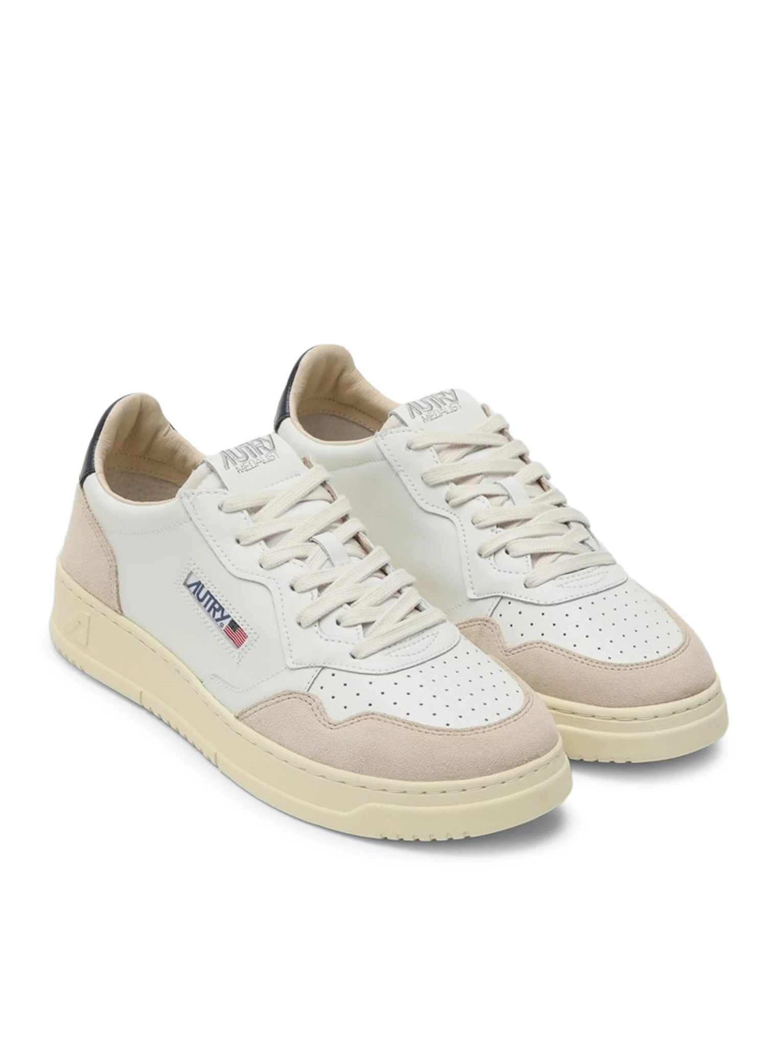 MEDALIST LOW SNEAKERS IN WHITE AND BLUE LEATHER AND BEIGE SUEDE - Image 2