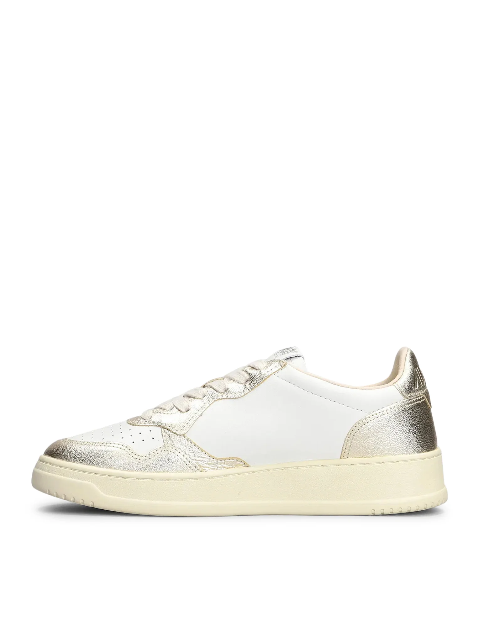 MEDALIST LOW BICOLOR SNEAKERS IN WHITE AND PLATINUM METALLIC LEATHER - Image 4
