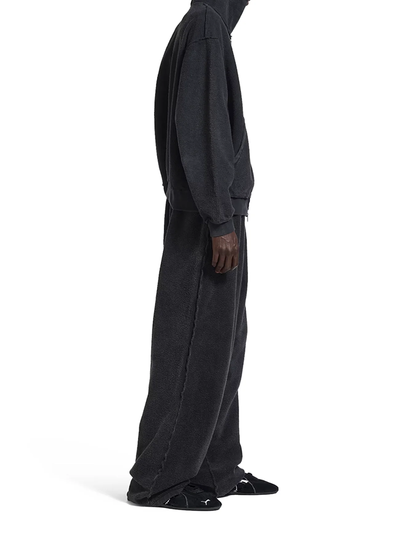 3B SPORTS ICON INSIDE-OUT ZIP-UP SWEATSHIRT IN FADED BLACK - Image 5