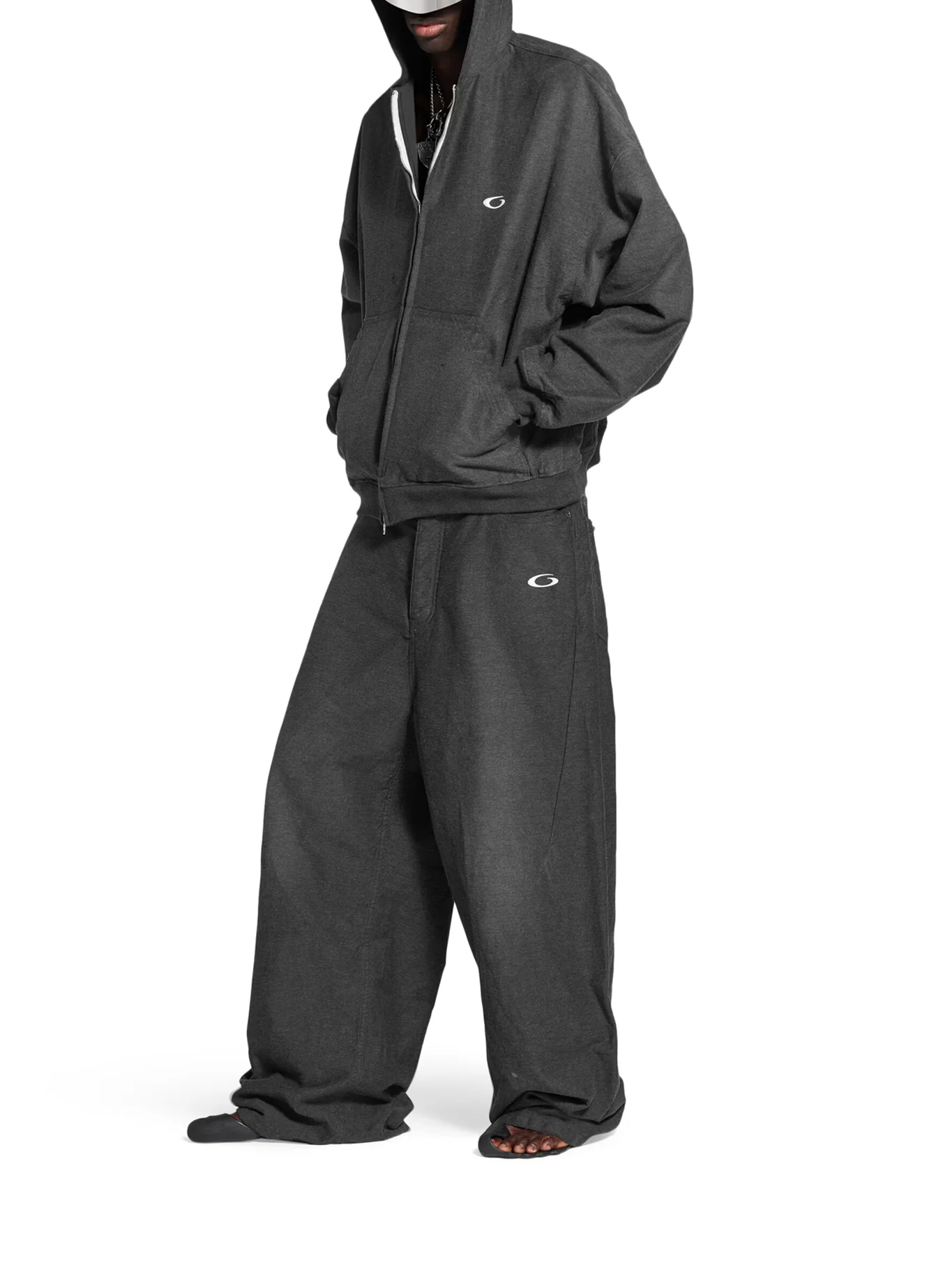 BAGGY TROMPE L`ŒIL PANTS IN COTTON DENIM - Image 2