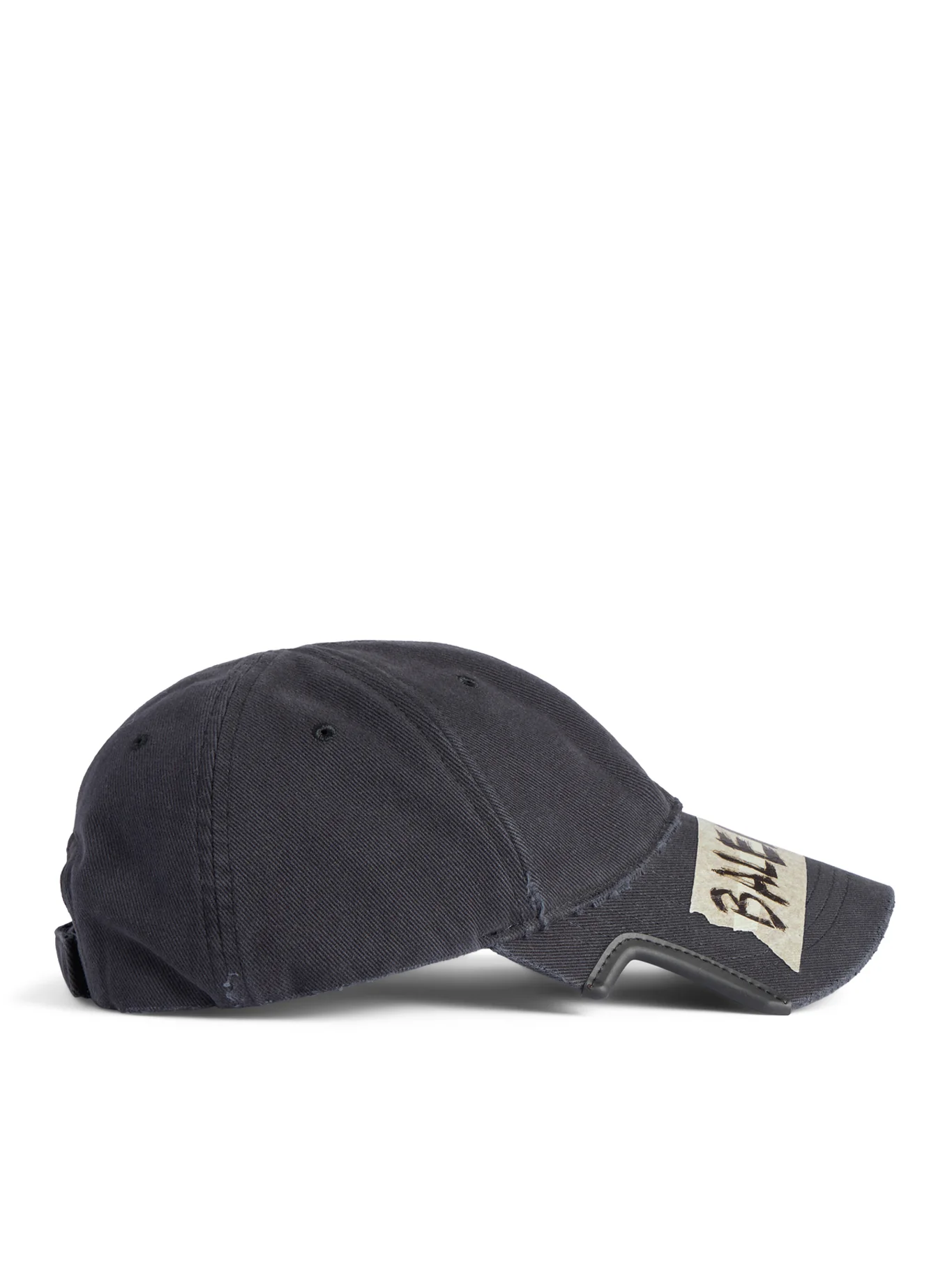 BLACK COTTON DRILL MASKING TAPE CAP WITH A WASHED EFFECT - Image 4