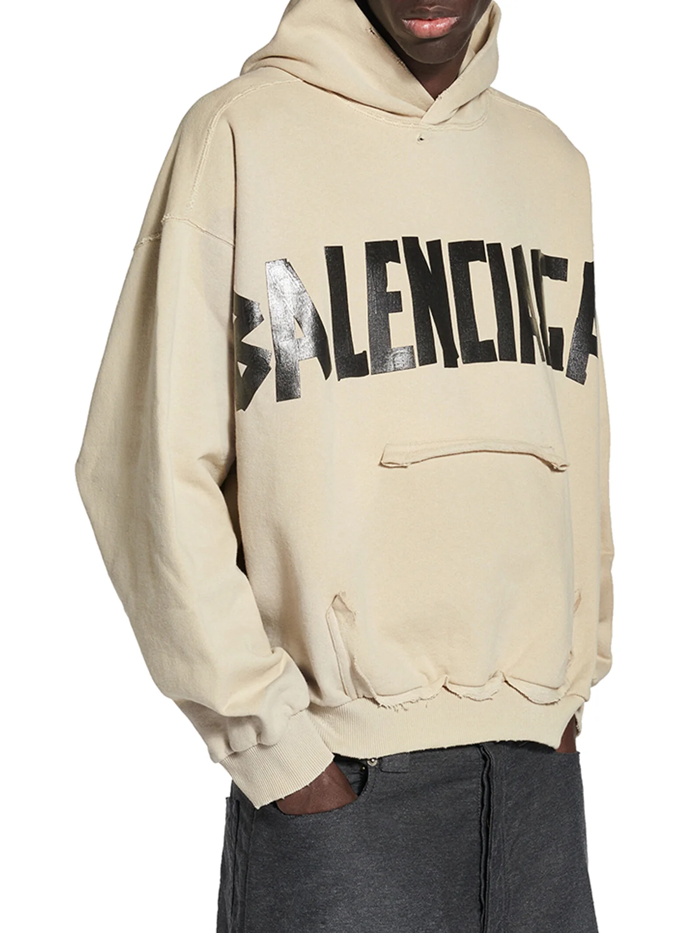 HOODIE WITH RIPPED POCKET - Image 3
