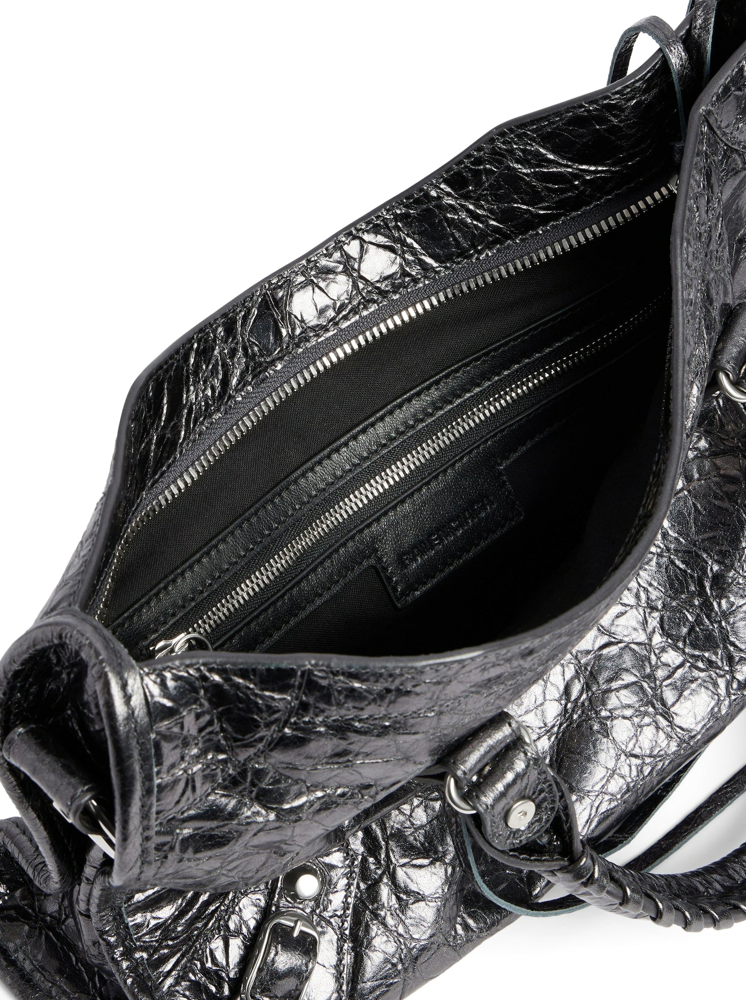 LE CITY SMALL METALLIC WOMEN`S BAG IN STEEL GREY - Image 6