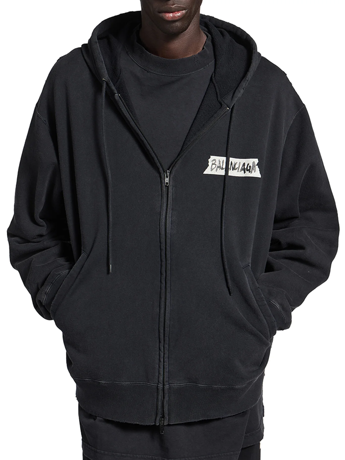 MEN`S MASKING TAPE OVERSIZED ZIP-UP HOODIE - Image 3