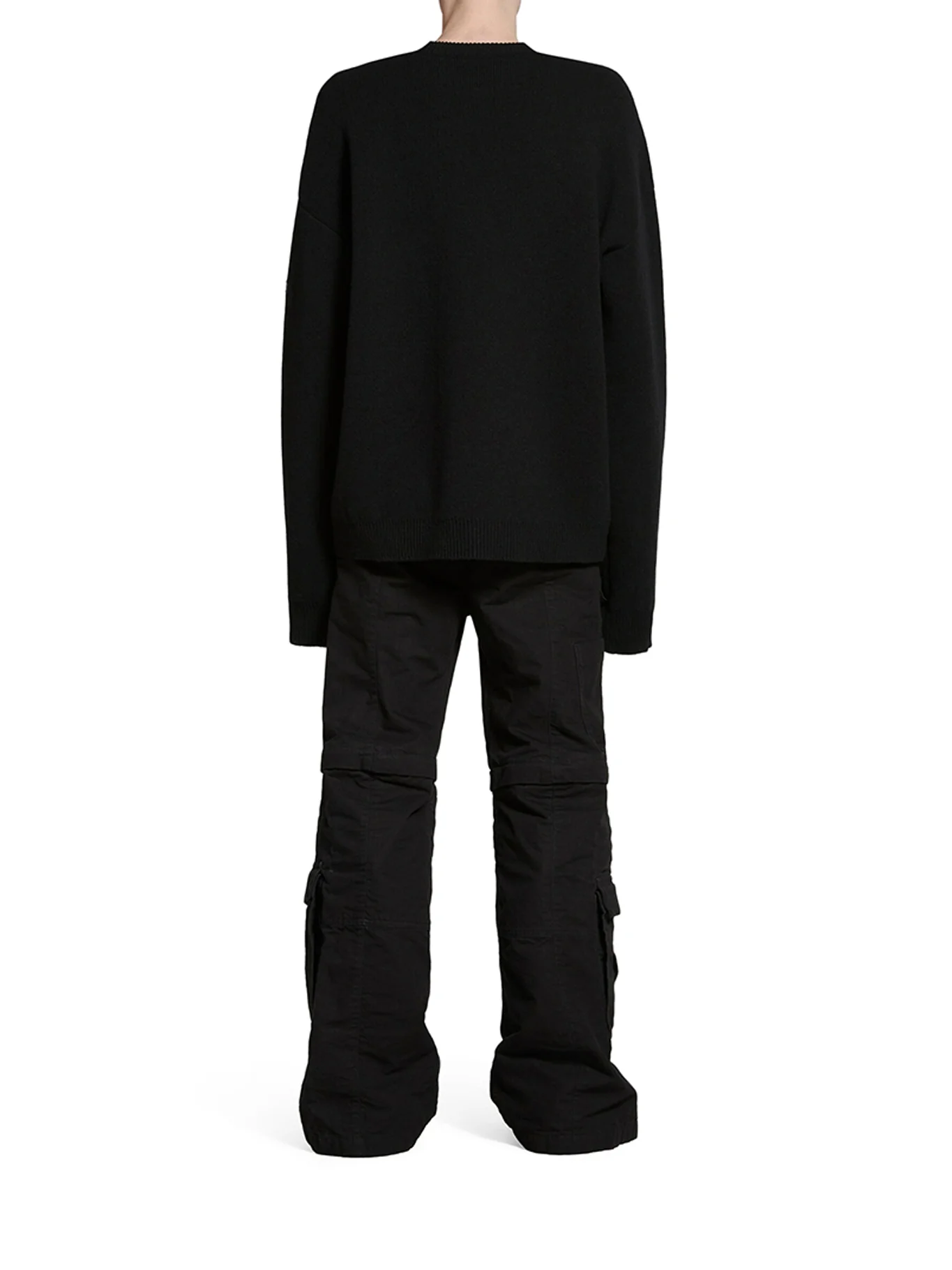 BLACK DOUBLE-FACE WOOL KNIT SWEATER - Image 3