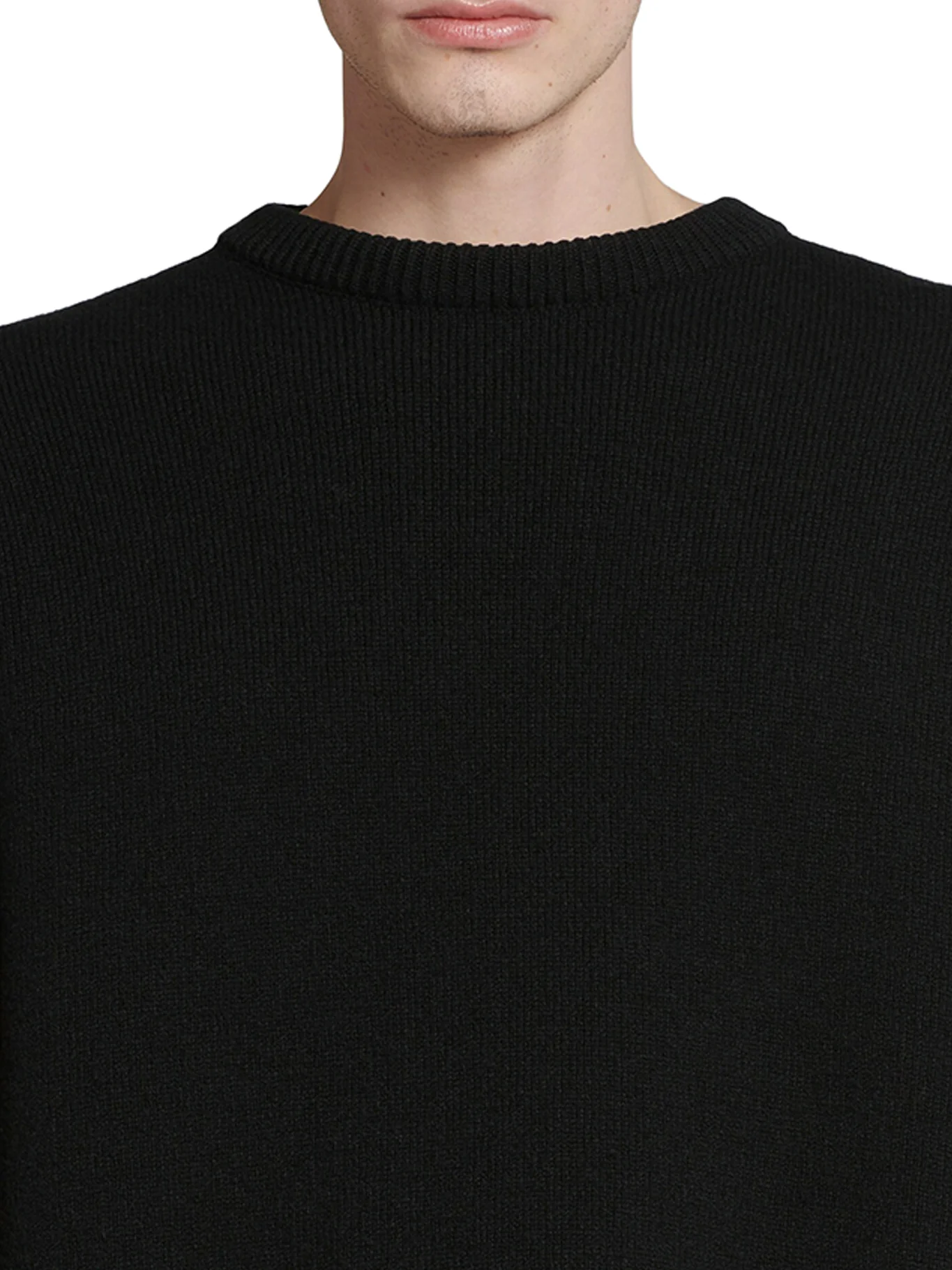 BLACK DOUBLE-FACE WOOL KNIT SWEATER - Image 5
