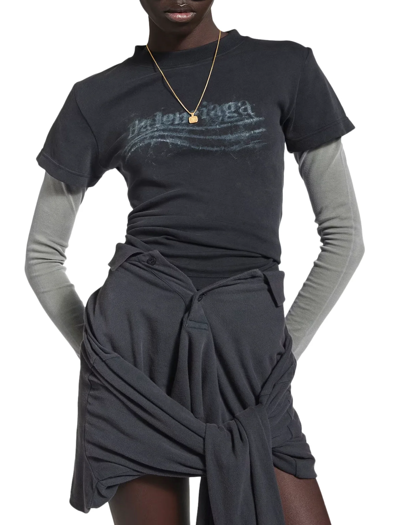 WASHED CRAYON POLITICAL DOUBLE-SLEEVED T-SHIRT - Image 3