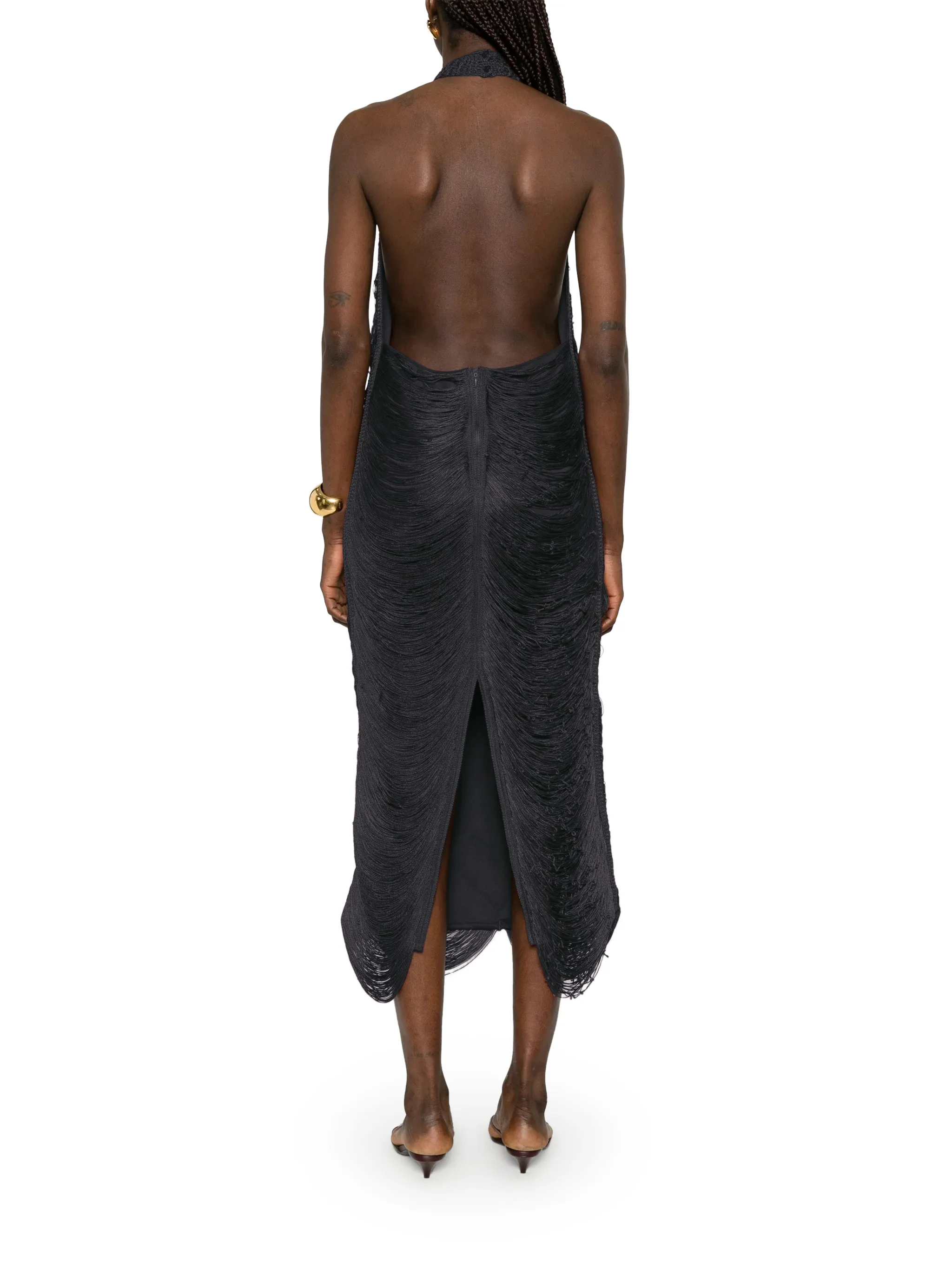 BERYL LONG DRESS WITH FRINGES AND HALTER NECKLINE - Image 3
