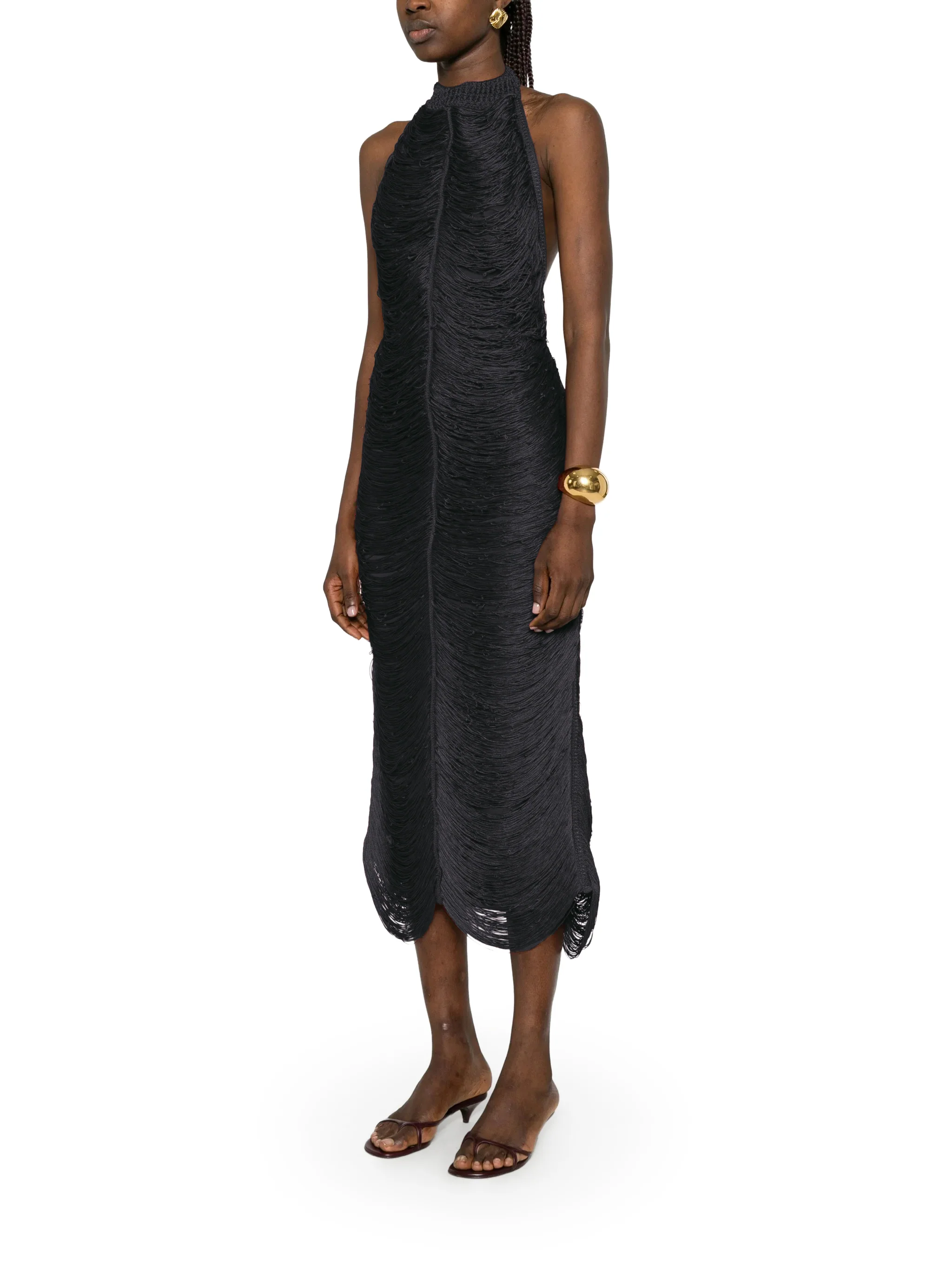 BERYL LONG DRESS WITH FRINGES AND HALTER NECKLINE - Image 4