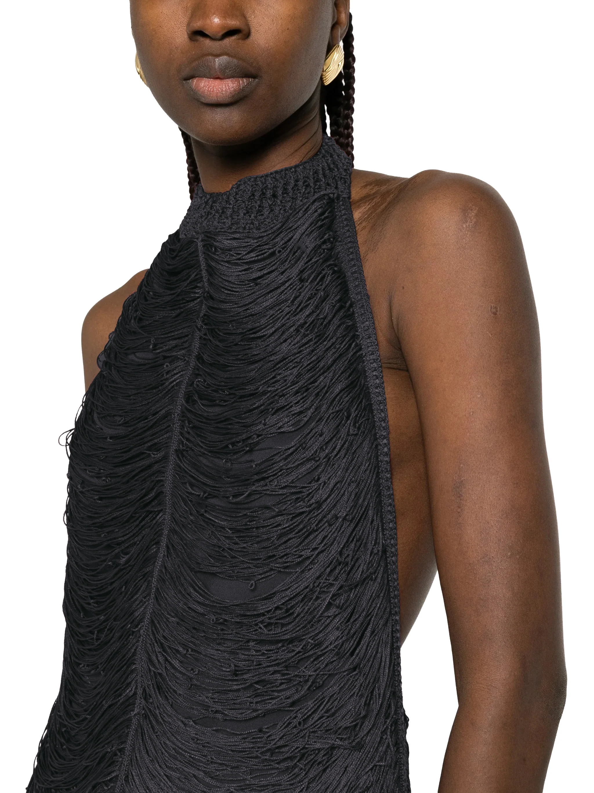 BERYL LONG DRESS WITH FRINGES AND HALTER NECKLINE - Image 5