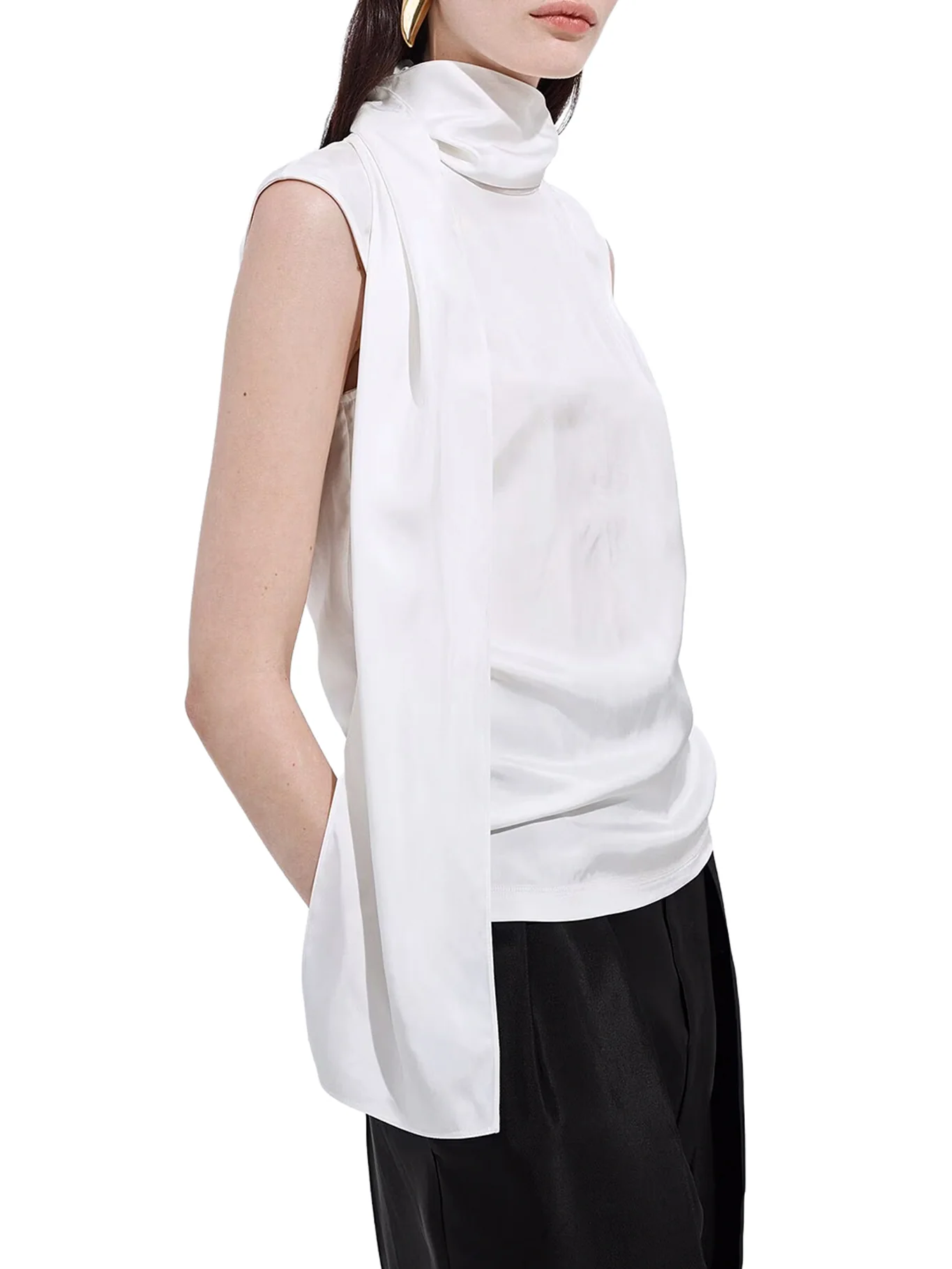 SILK STRETCH SATIN TOP - Image 4