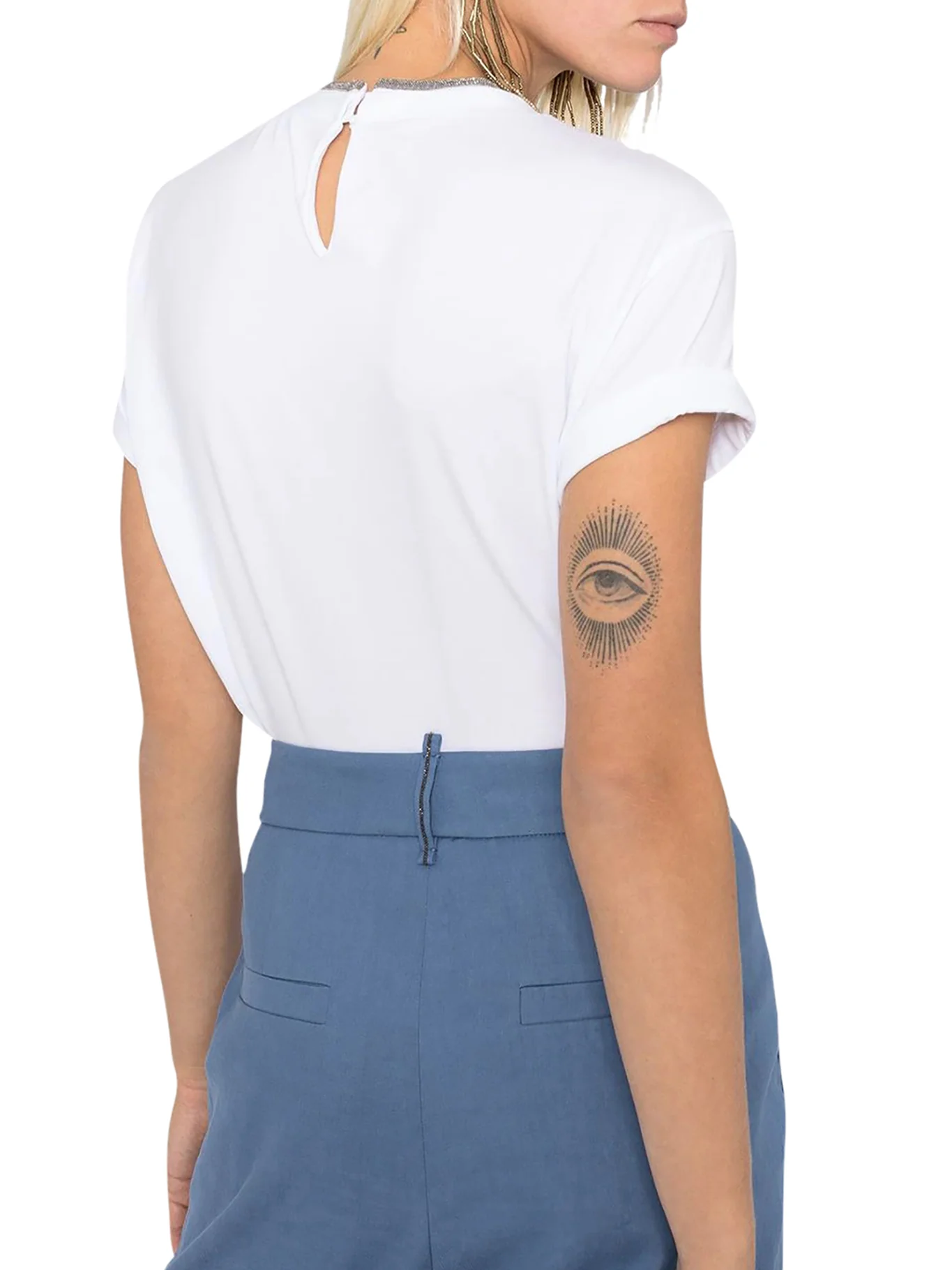 JERSEY T-SHIRT WITH PRECIOUS FAUX LAYERING - Image 5