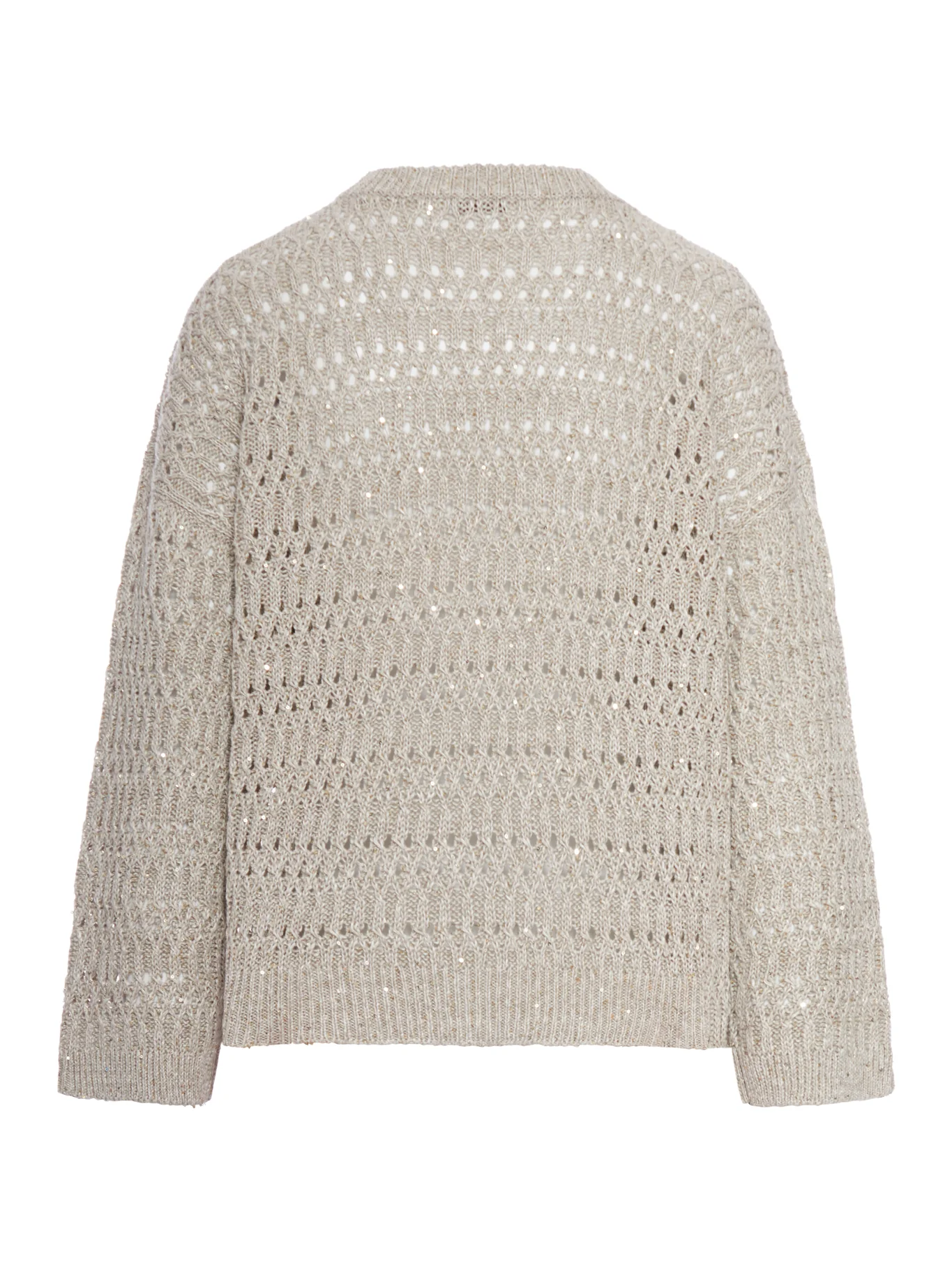 CREW NECK SWEATER IN OPENWORK LINEN YARN - Image 2
