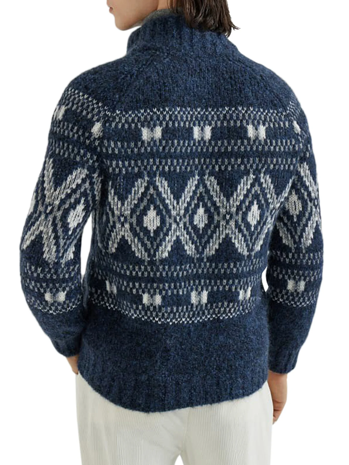 GEOMETRIC JACQUARD CARDIGAN IN WOOL AND CASHMERE - Image 3
