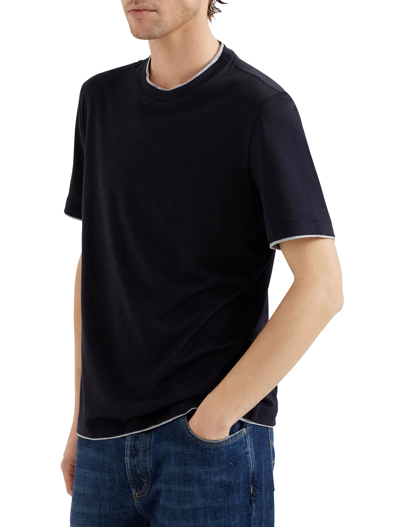 JERSEY T-SHIRT WITH CONTRASTING PROFILES - Image 2