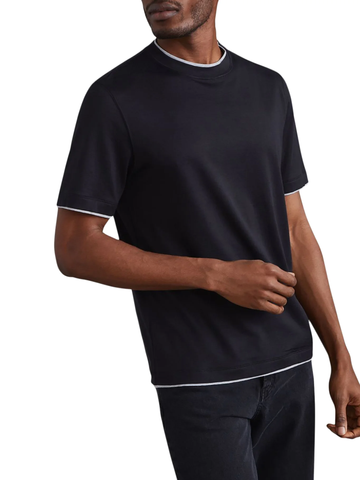 JERSEY T-SHIRT WITH CONTRASTING PROFILES - Image 2