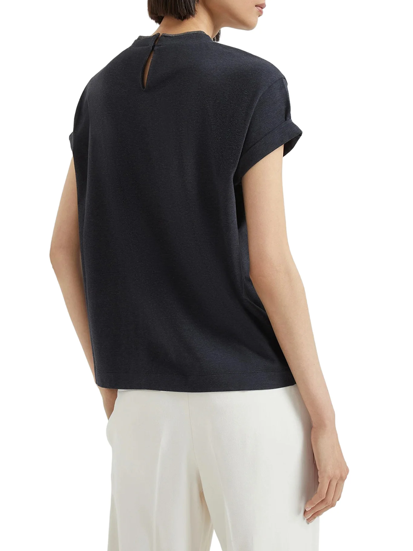 JERSEY T-SHIRT WITH PRECIOUS FAUX LAYERING - Image 3