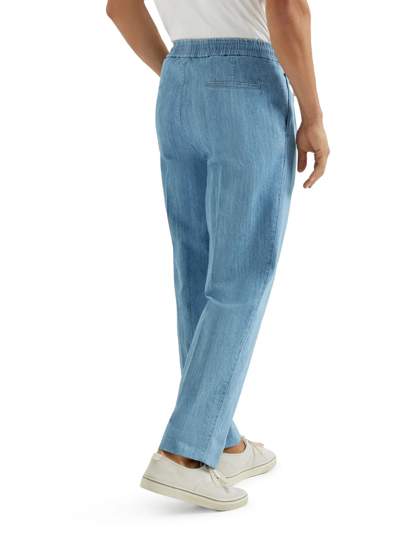 LIGHTWEIGHT DENIM TROUSERS WITH DRAWSTRING AND DOUBLE PLEATS - Image 4