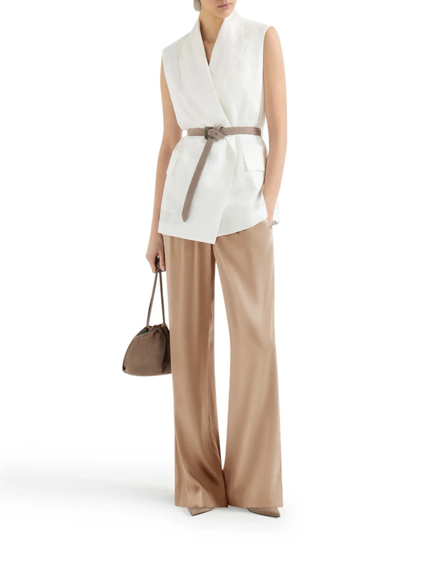 STRETCH SILK SATIN TRACK PANTS - Image 2