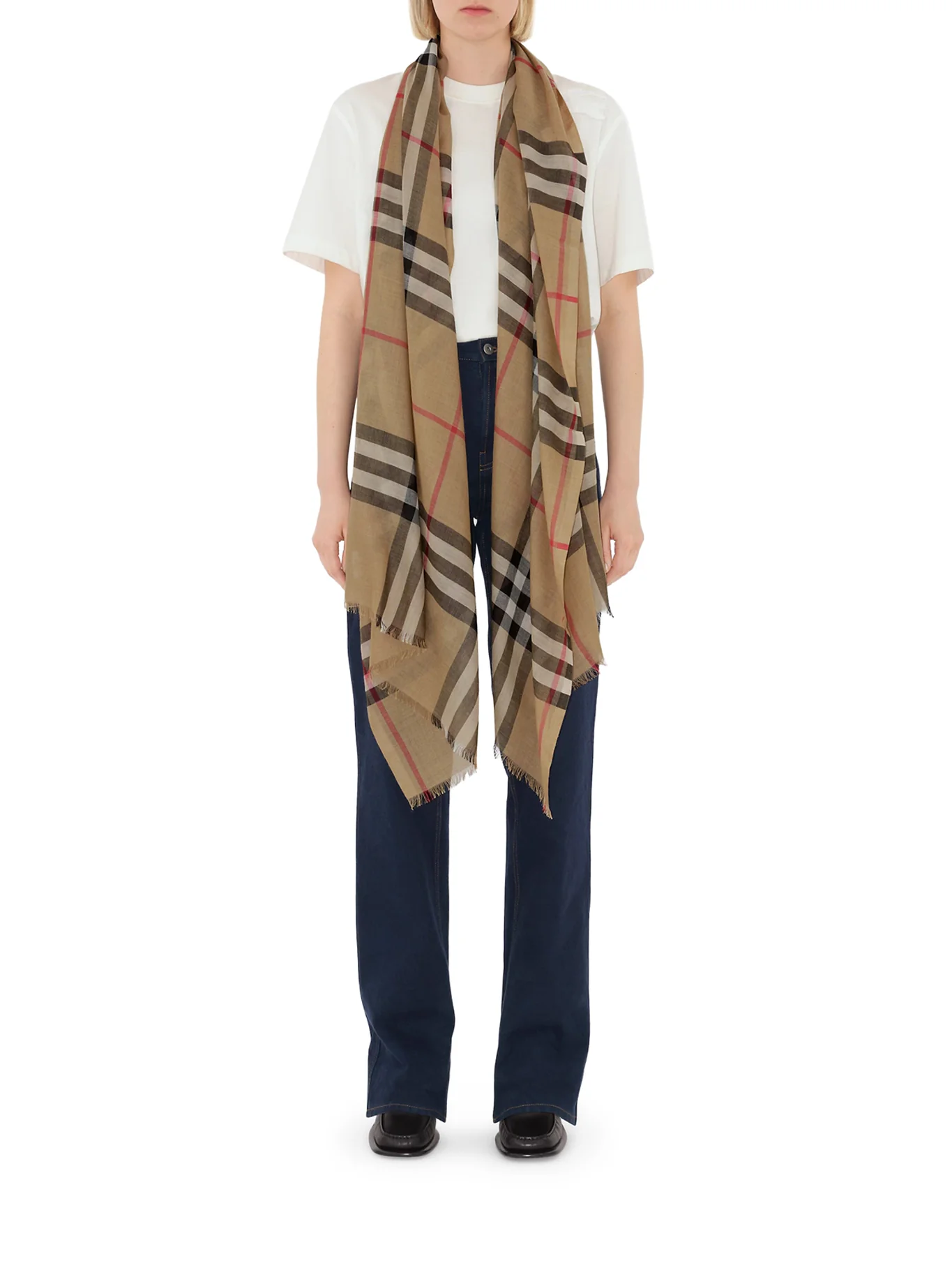CHECK WOOL AND SILK SCARF - Image 3