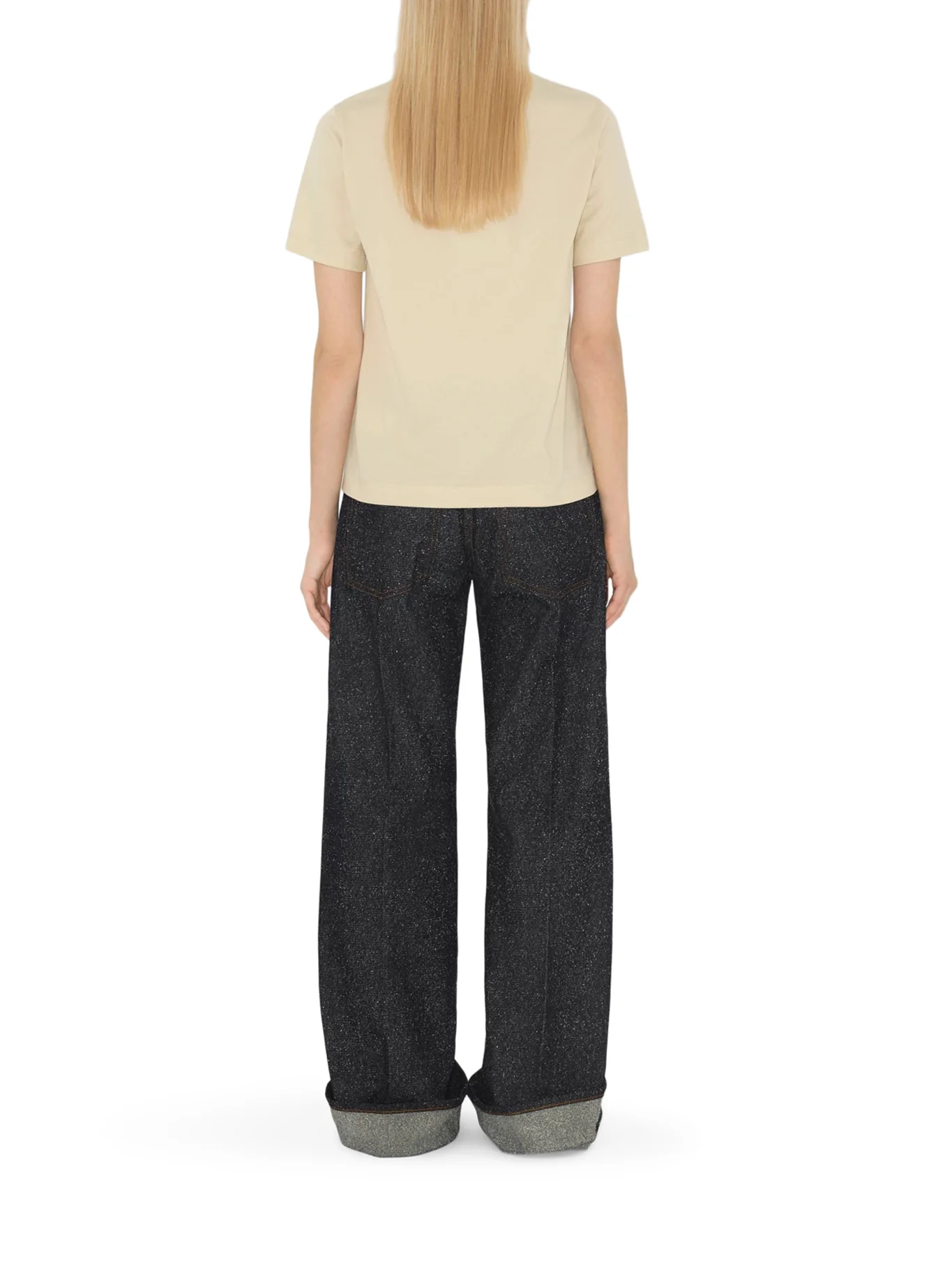 COTTON T-SHIRT WITH CHECK APPLIQUE - Image 3