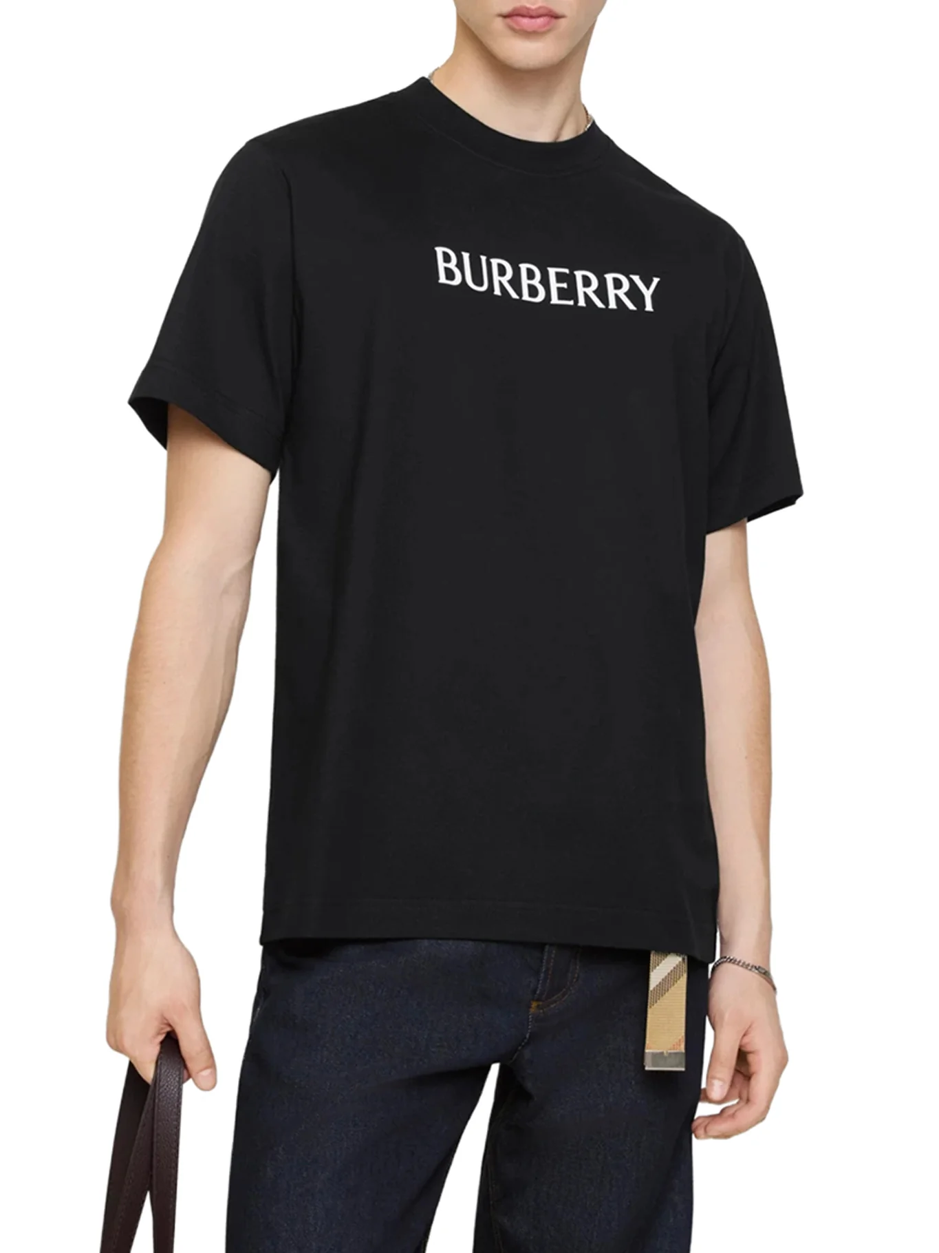 COTTON T-SHIRT WITH PRINTED BURBERRY LOGO - Image 2