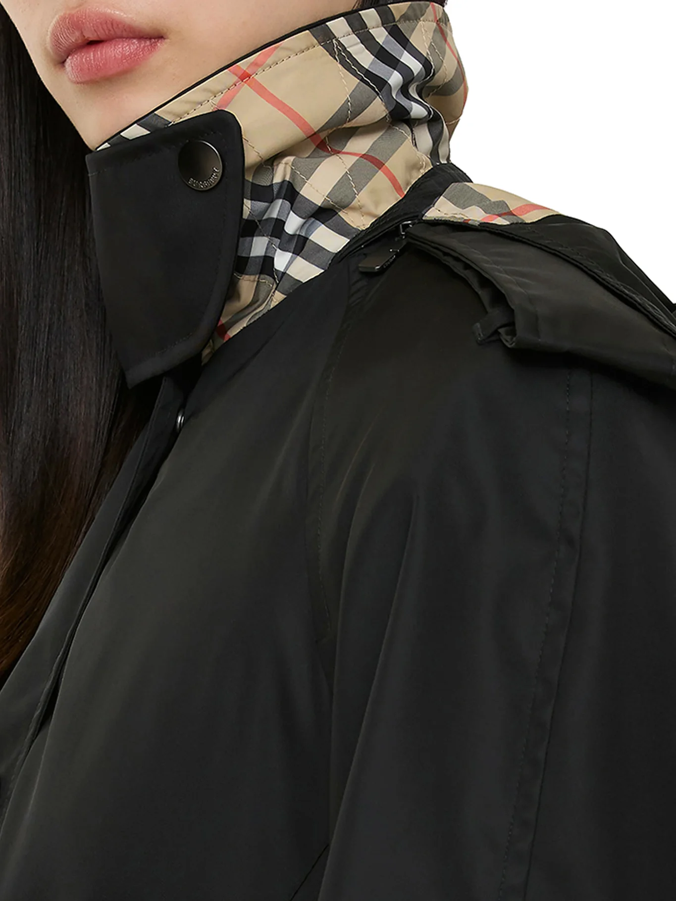 LONG NYLON CAR COAT WITH HOOD - Image 4