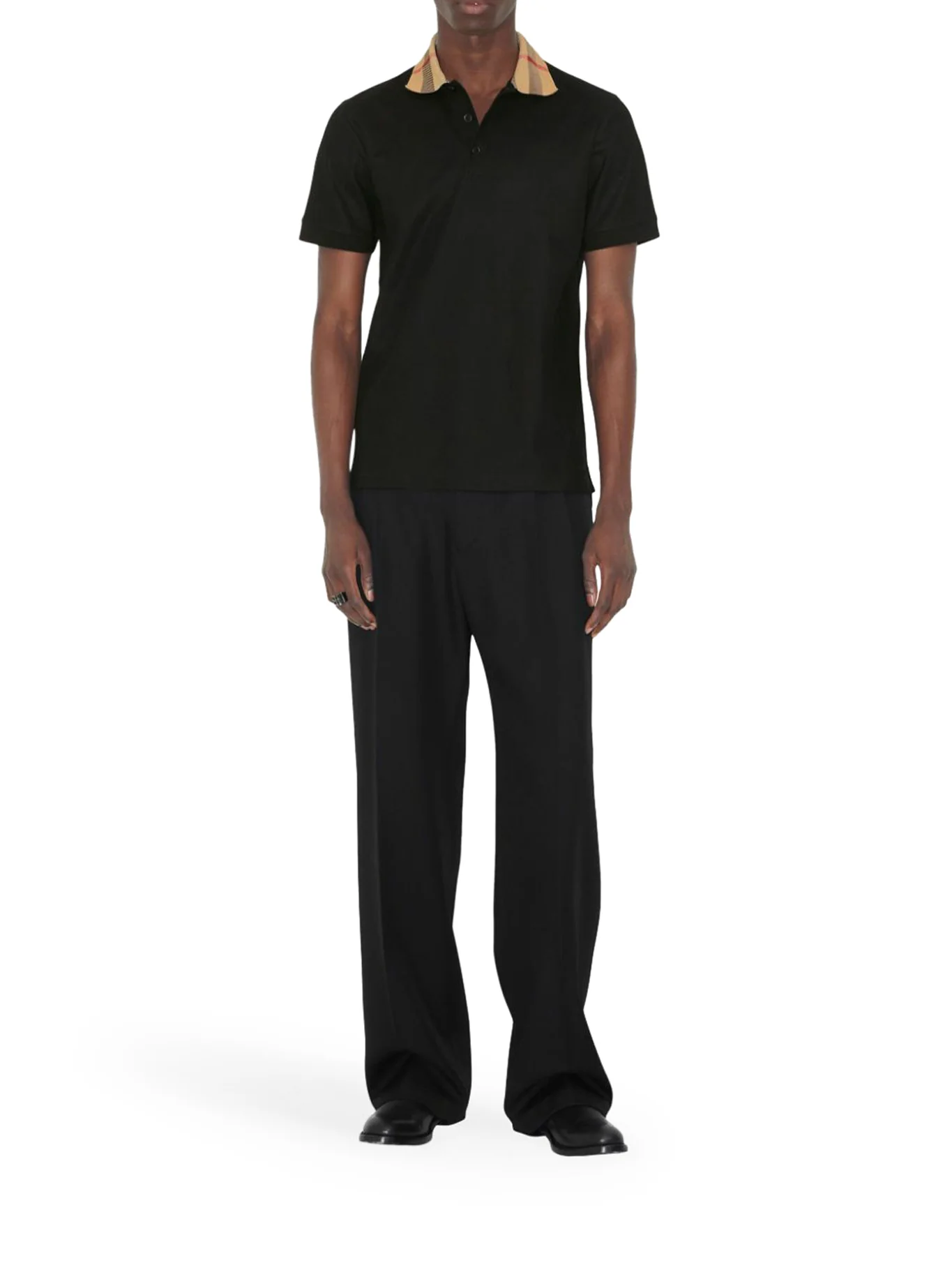 COTTON PIQUÉ POLO SHIRT WITH BURBERRY CHECK COLLAR - Image 2