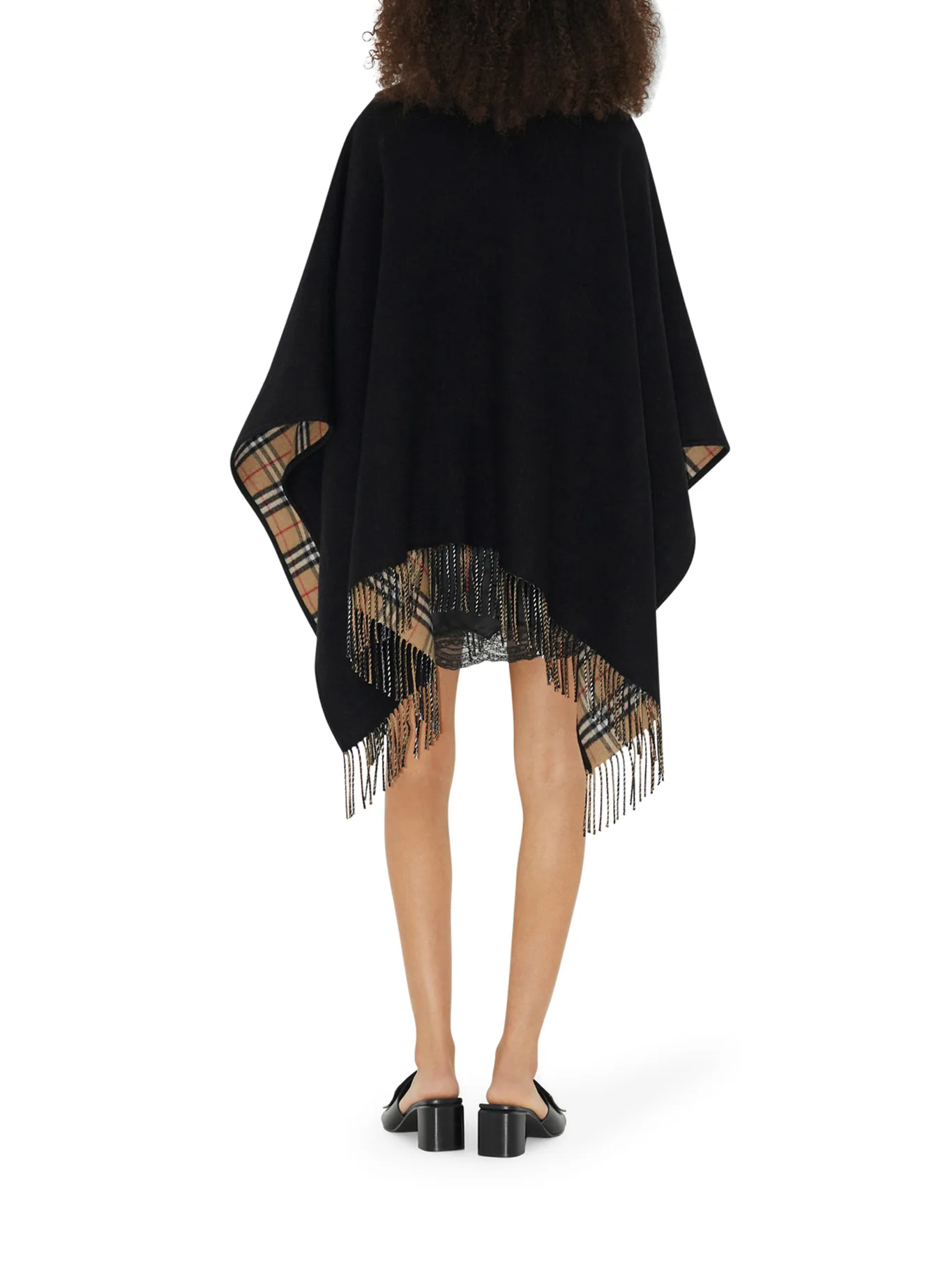 REVERSIBLE CHECK WOOL CAPE - Image 4