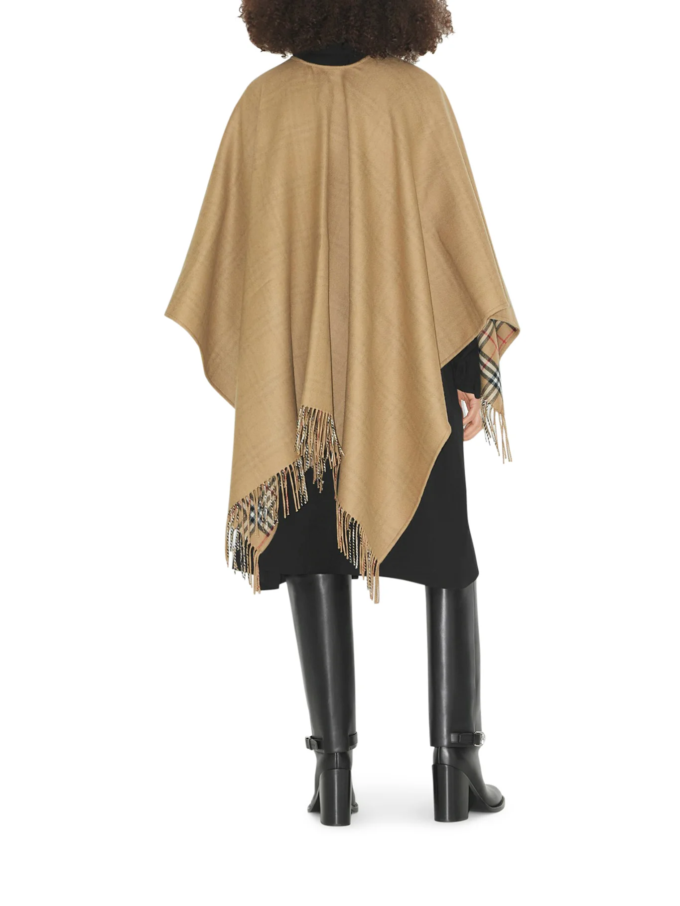 REVERSIBLE CHECK WOOL CAPE - Image 5