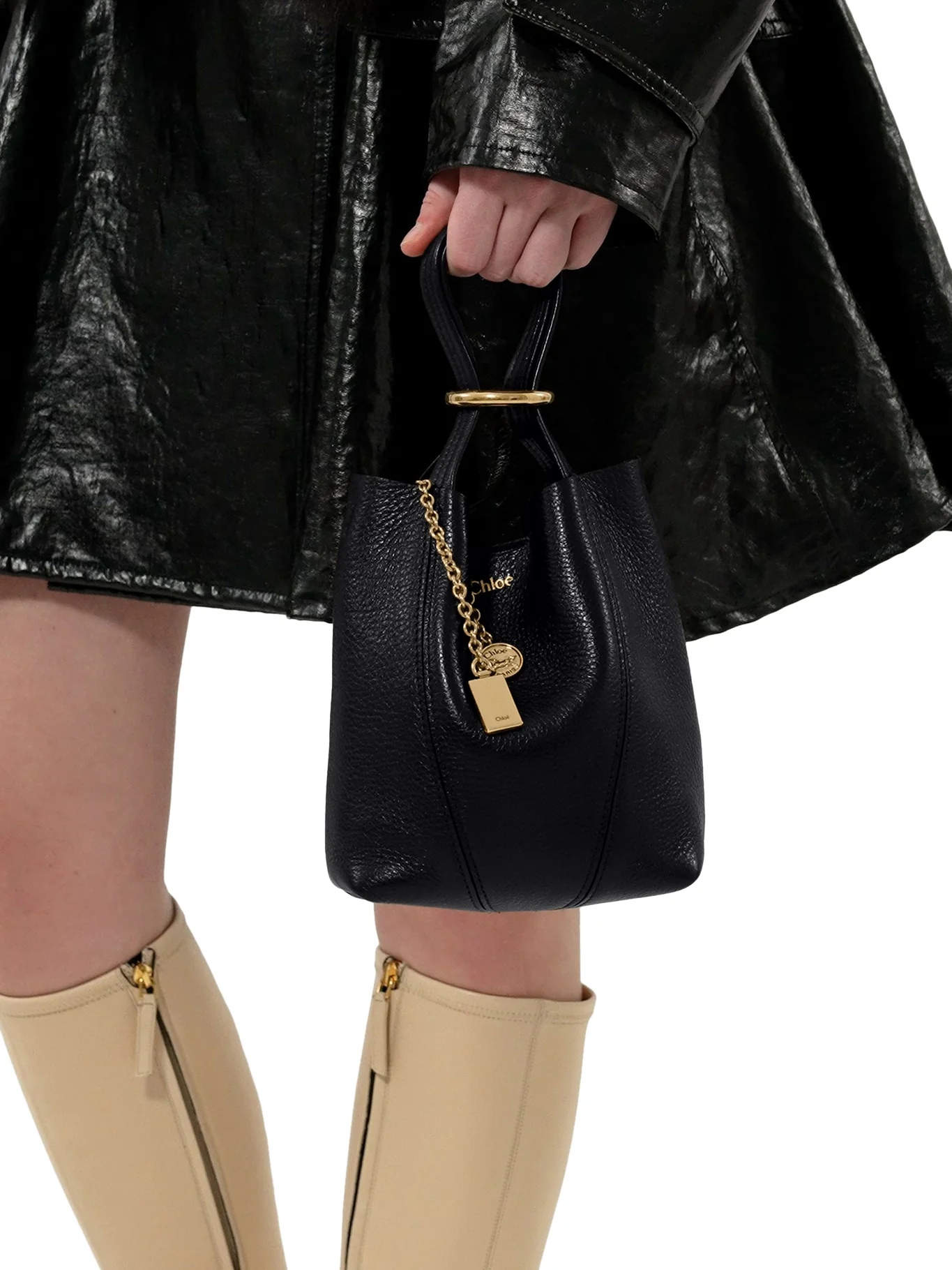 CHLOÉ SPIN SMALL TOTE BAG IN GRAINY LEATHER - Image 4