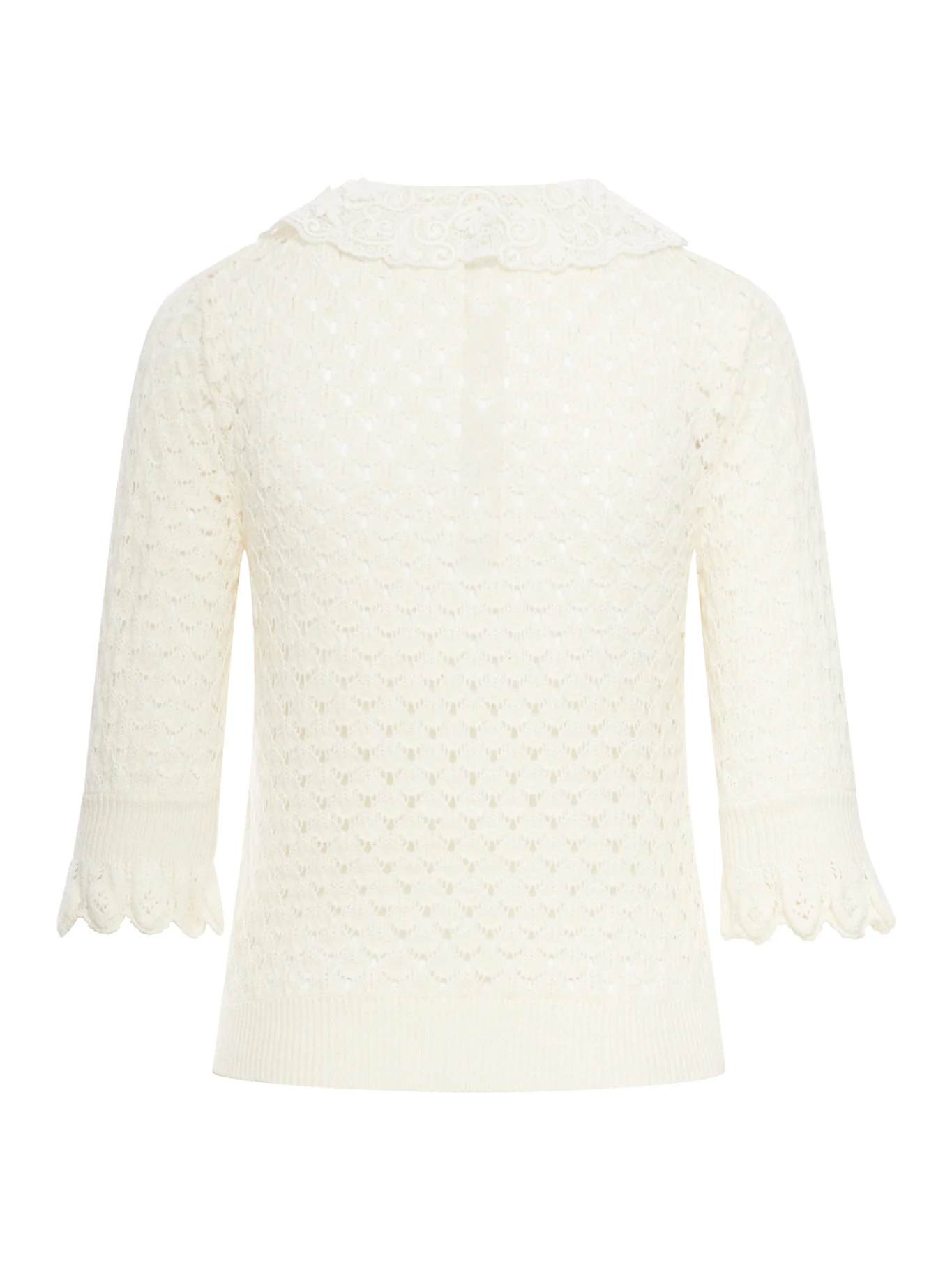 COTTON AND WOOL PERFORATED KNIT SWEATER - Image 2