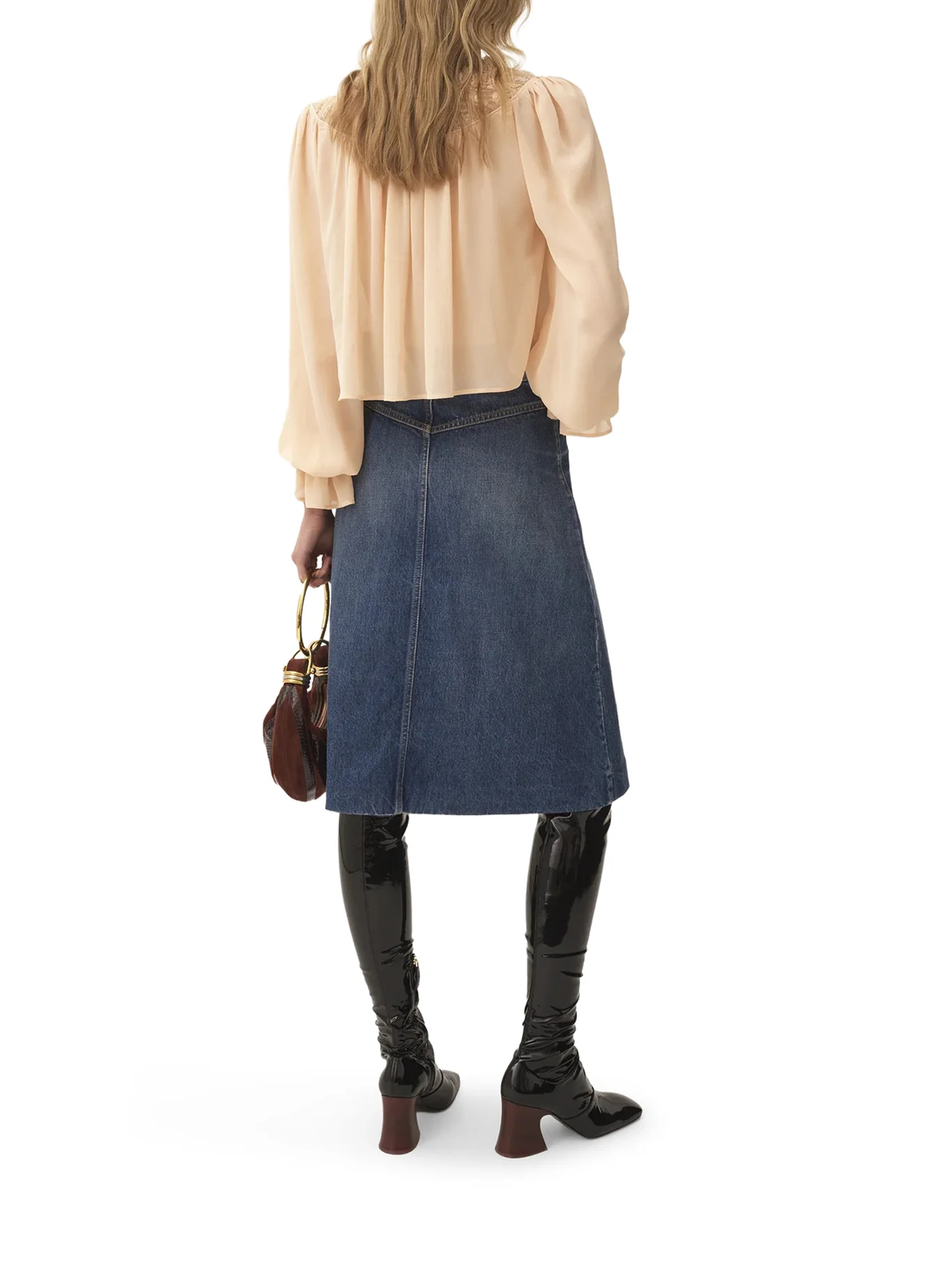 FADED DENIM MIDI SKIRT - Image 4