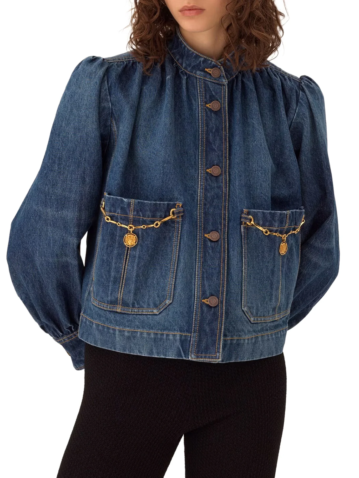 HIGH NECK DENIM JACKET - Image 3