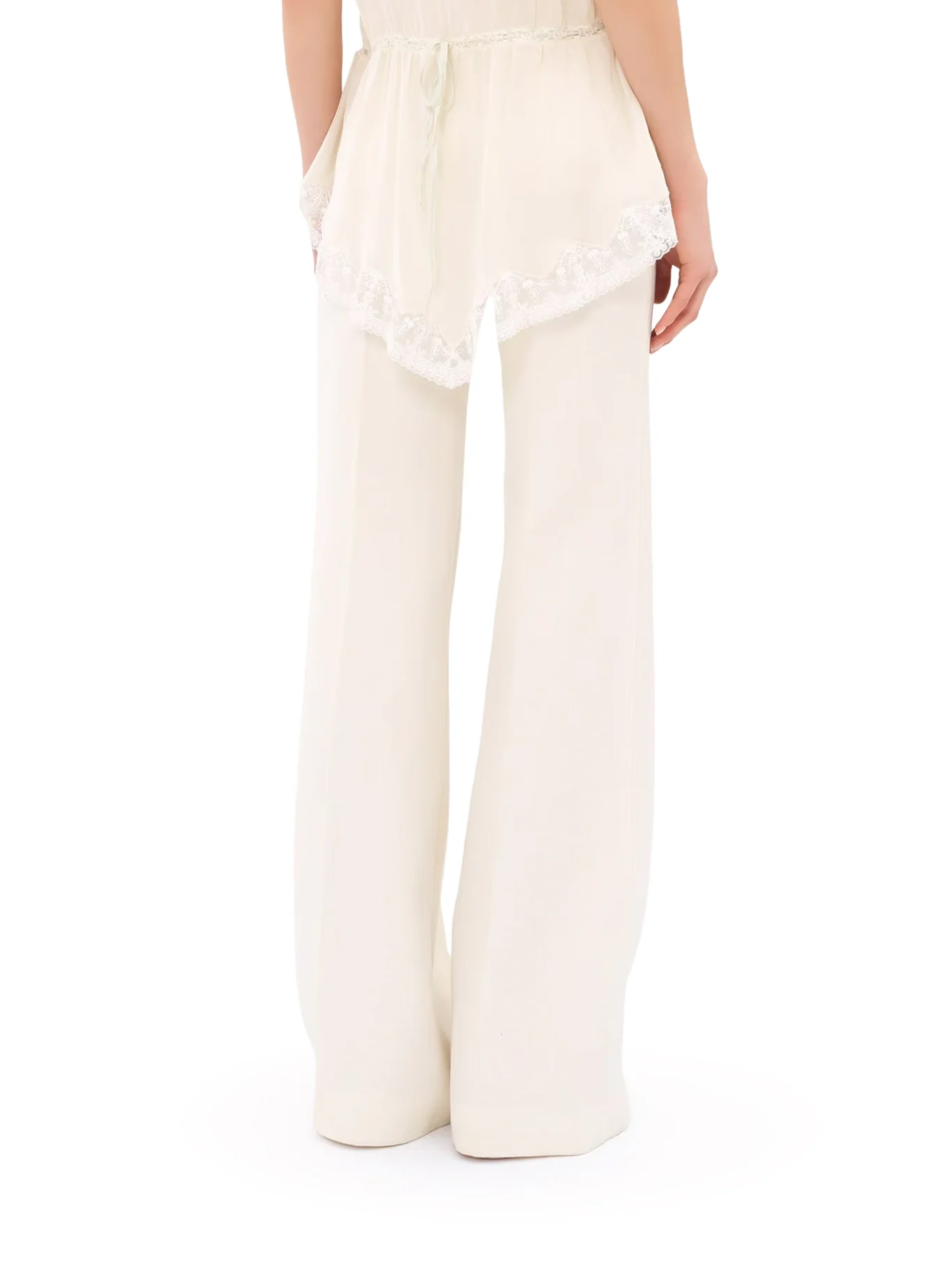 HIGH-WAISTED FLARED TROUSERS IN GRAIN DE POUDRE WOOL - Image 4