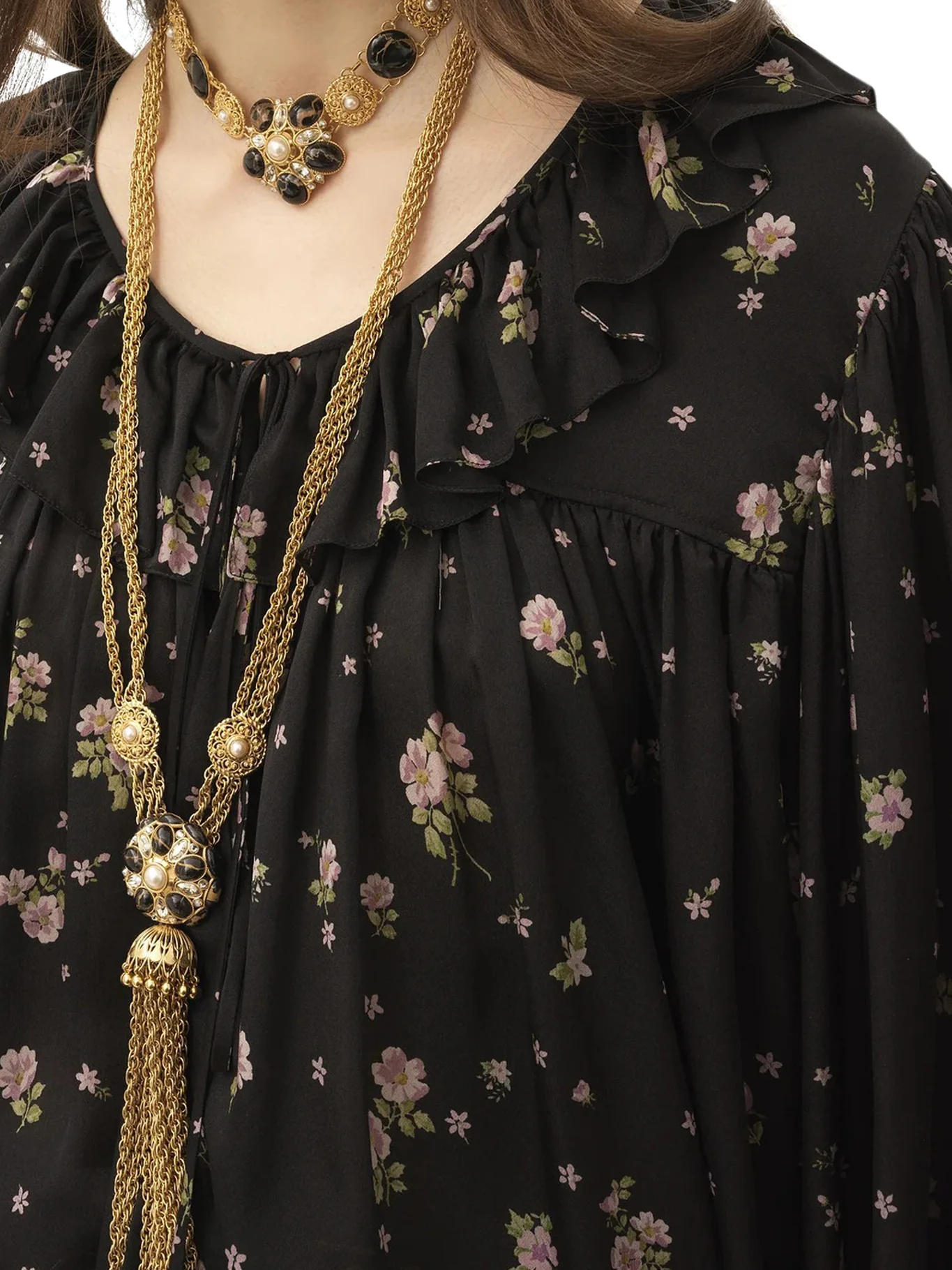MAXI TOP WITH RUFFLES IN SILK CHARMEUSE - Image 4