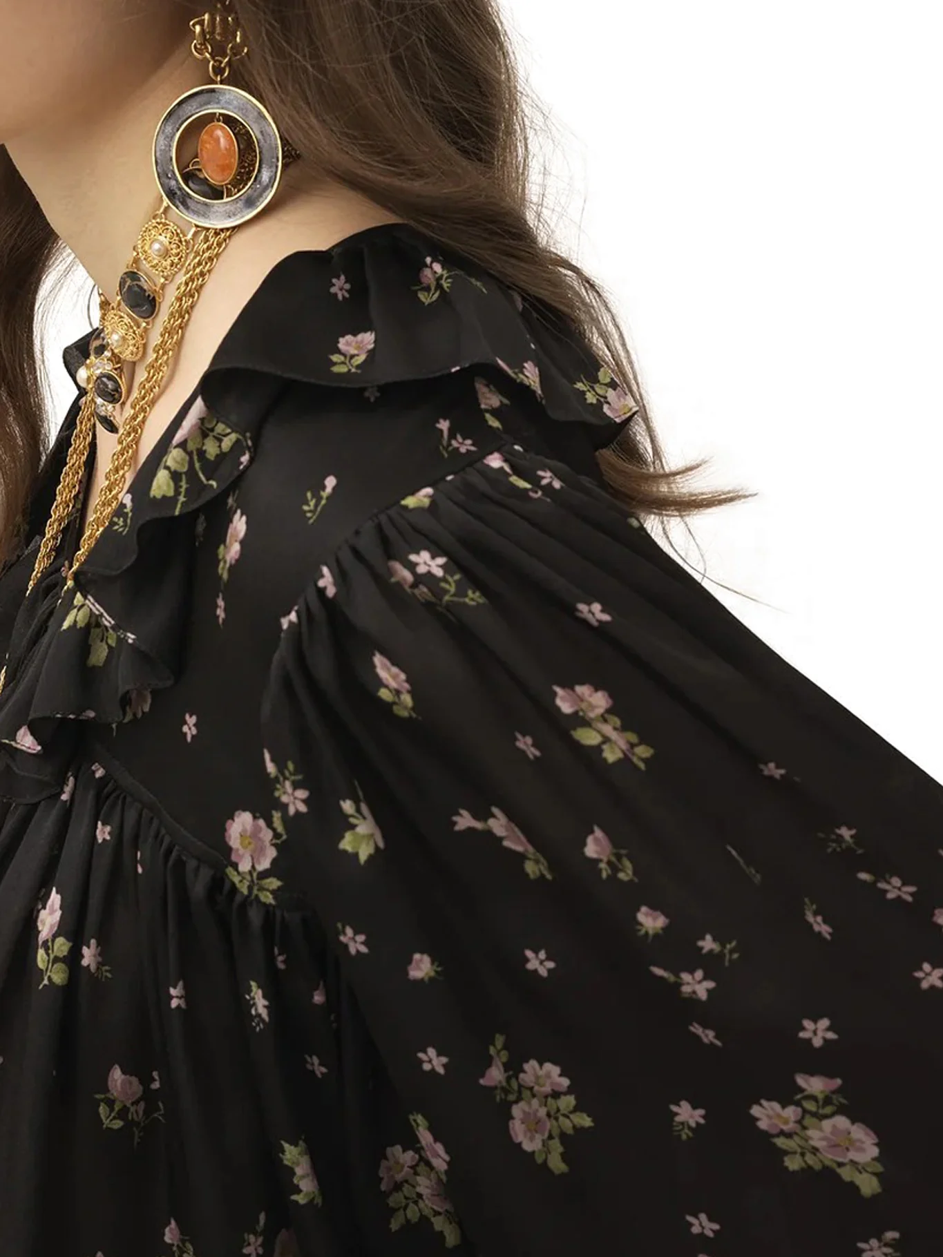 MAXI TOP WITH RUFFLES IN SILK CHARMEUSE - Image 5