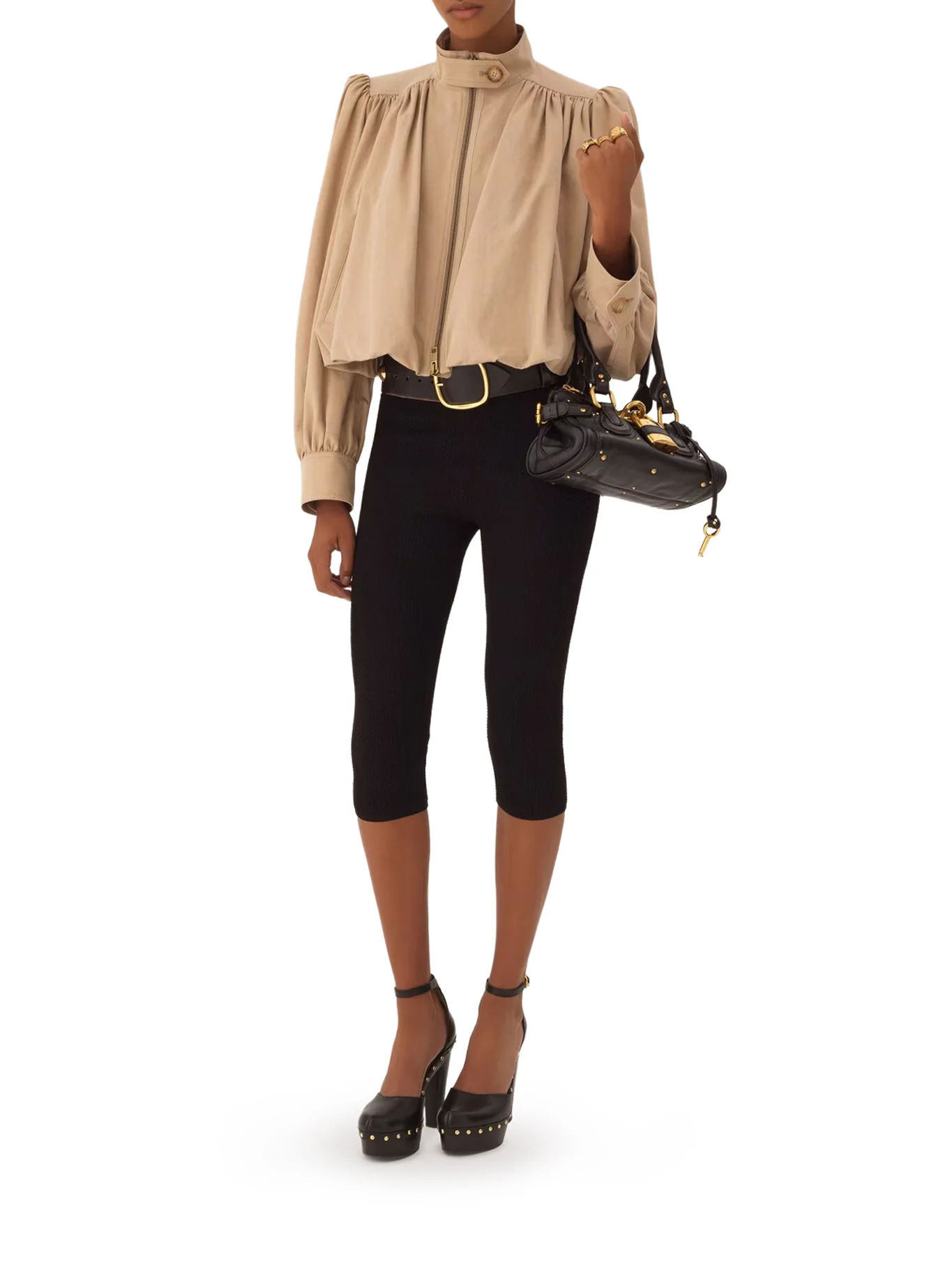 SHORT COTTON JACKET WITH GRIPPED SLEEVES - Image 2