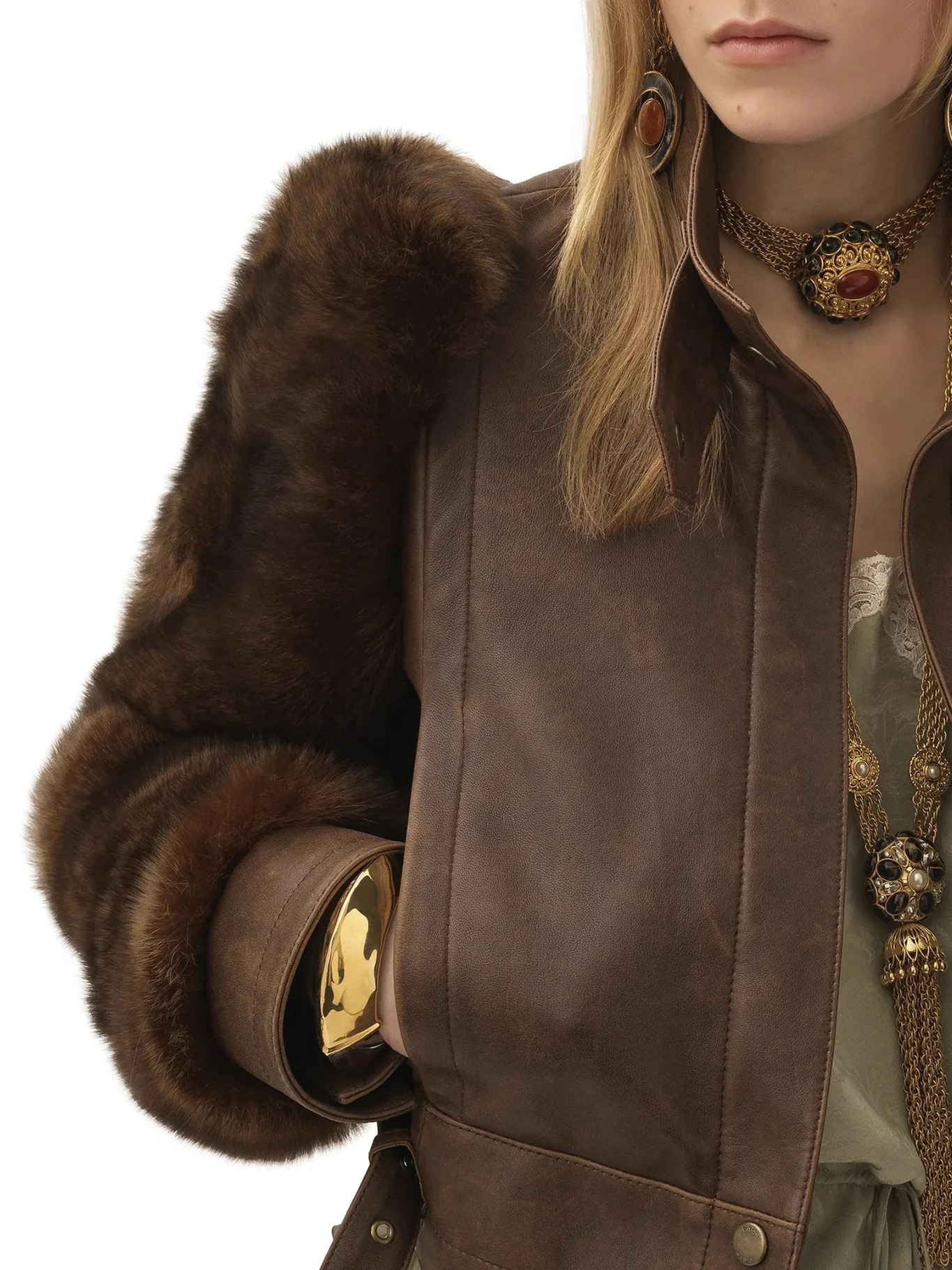 SHORT HIGH-NECK LEATHER JACKET - Image 4