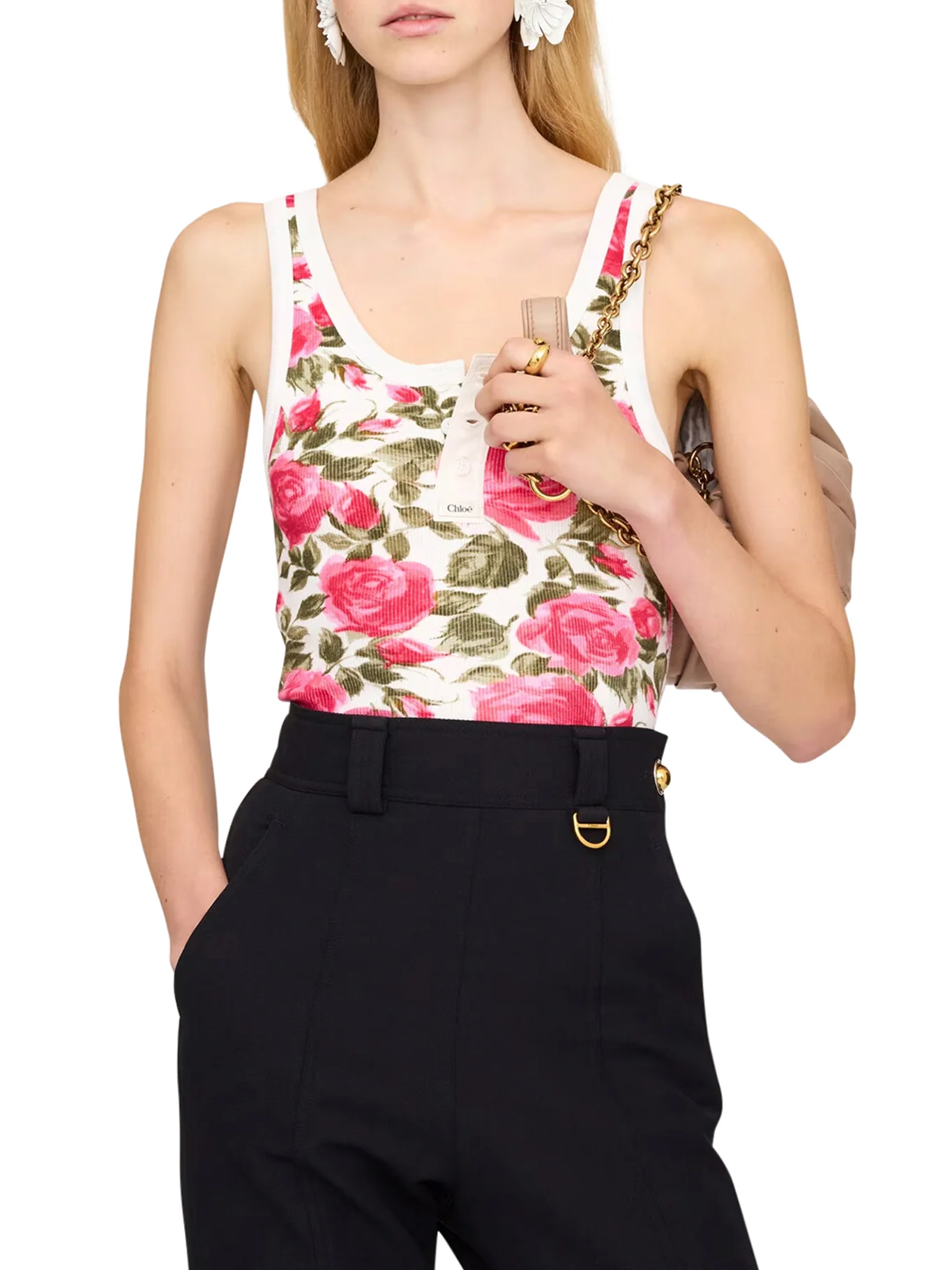 STRETCH COTTON TOP WITH FLORAL PRINT - Image 3