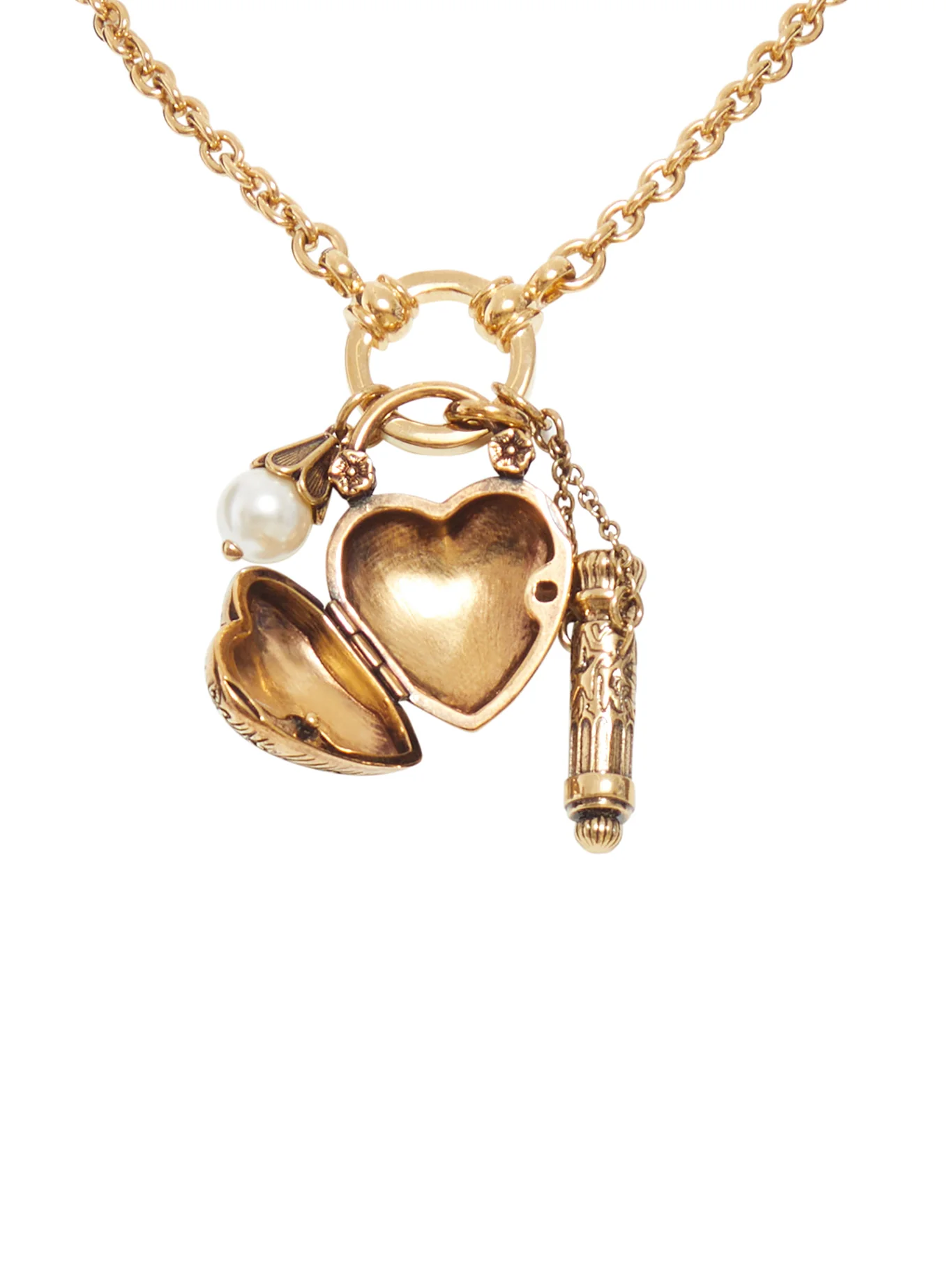 VINTAGE GOLD NECKLACE WITH PENDANTS - Image 2