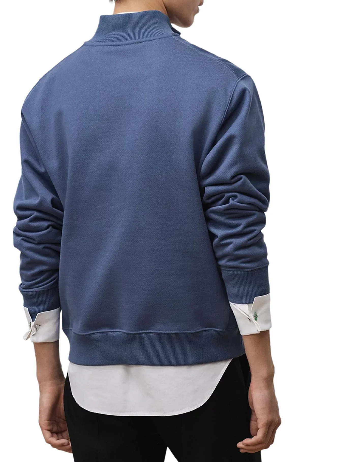 BLUE FLEECE COTTON ZIP-UP SWEATSHIRT - Image 3