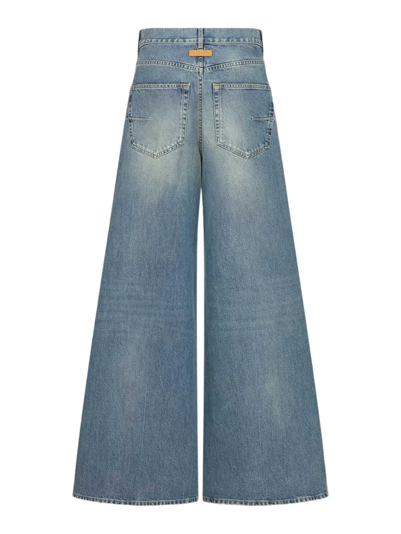 BLUE STONEWASHED COTTON DENIM FLARED JEANS - Image 2