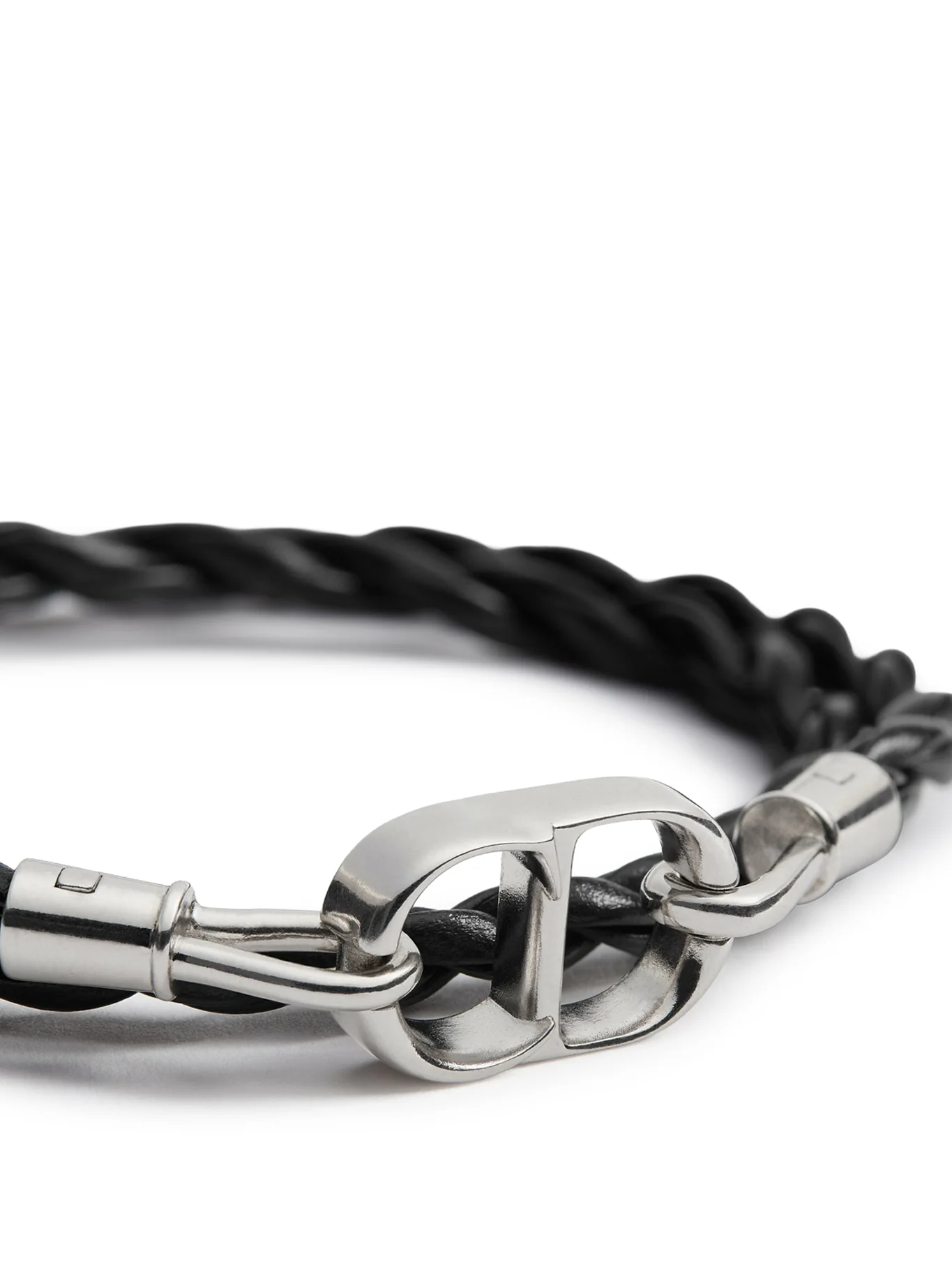 CD ICON DOUBLE BRACELET IN BRAIDED LEATHER - Image 3